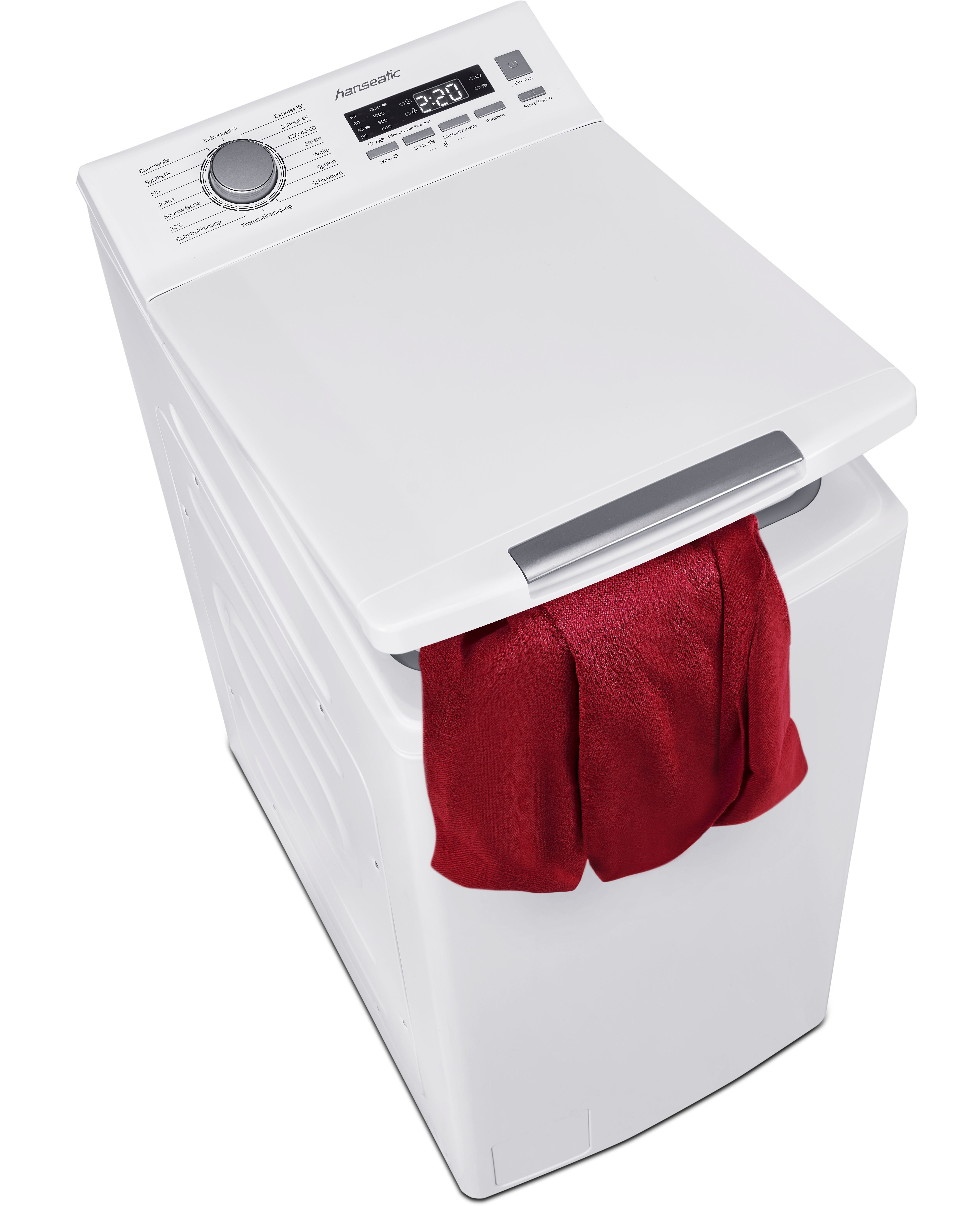 Hanseatic Waschmaschine Toplader HTW8013A, 8 kg, 1300 U/min, inkl. 3 Jahre Herstellergarantie – Bild 2 von 5