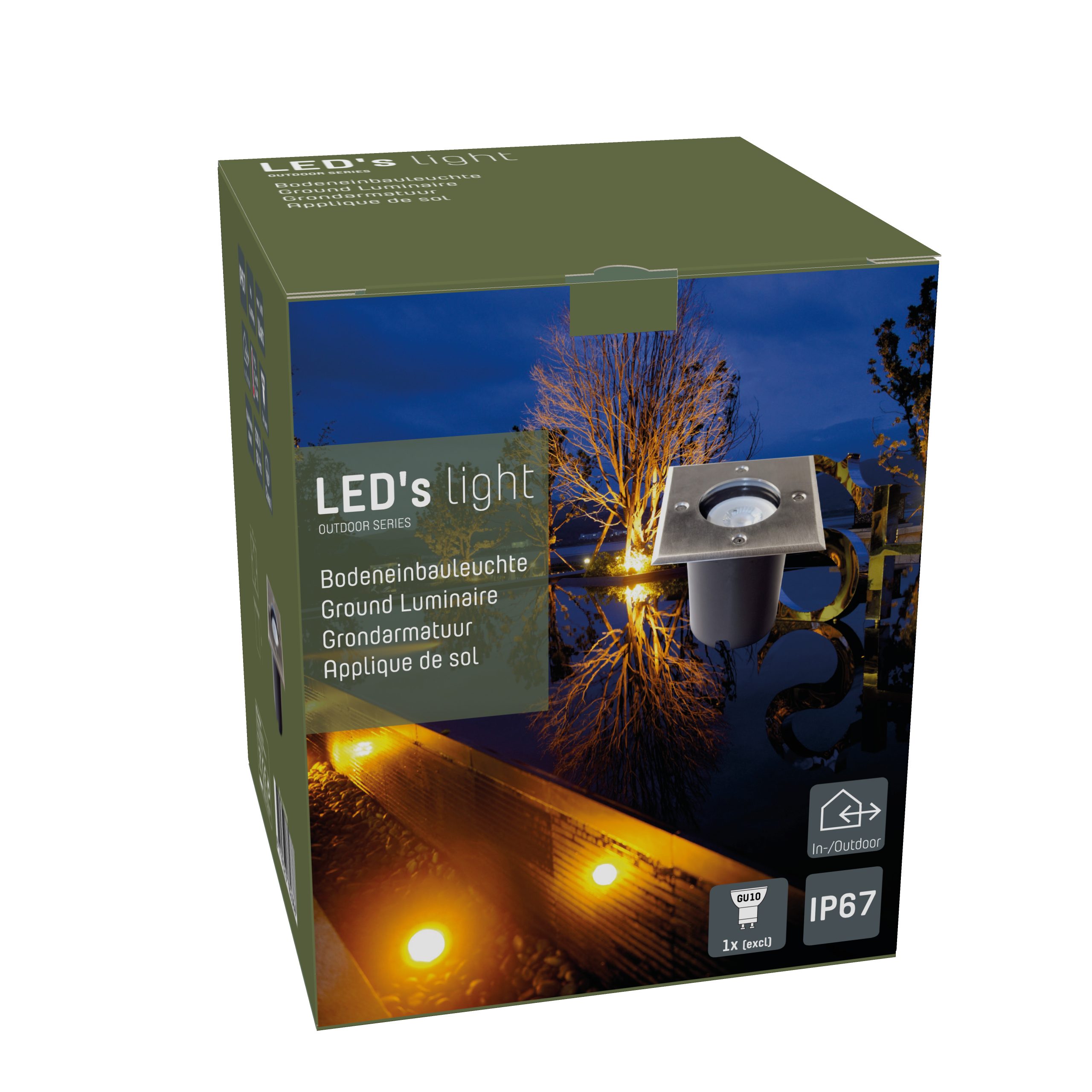 LED's light LED Einbaustrahler GU10 Bodeneinbauleuchte, IP67 1x bis Edelstahl 1000528 quadrat LED, t 1.5 belastbar
