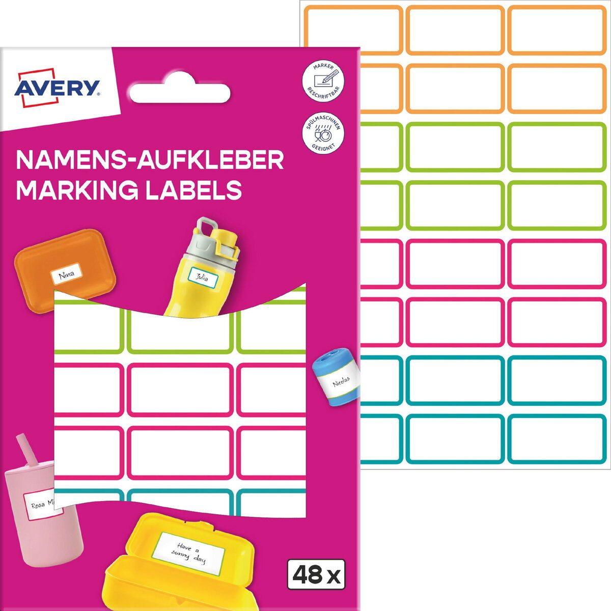 Avery Zweckform Etiketten Namensaufkleber Folie 15x31mm 2 Bogen