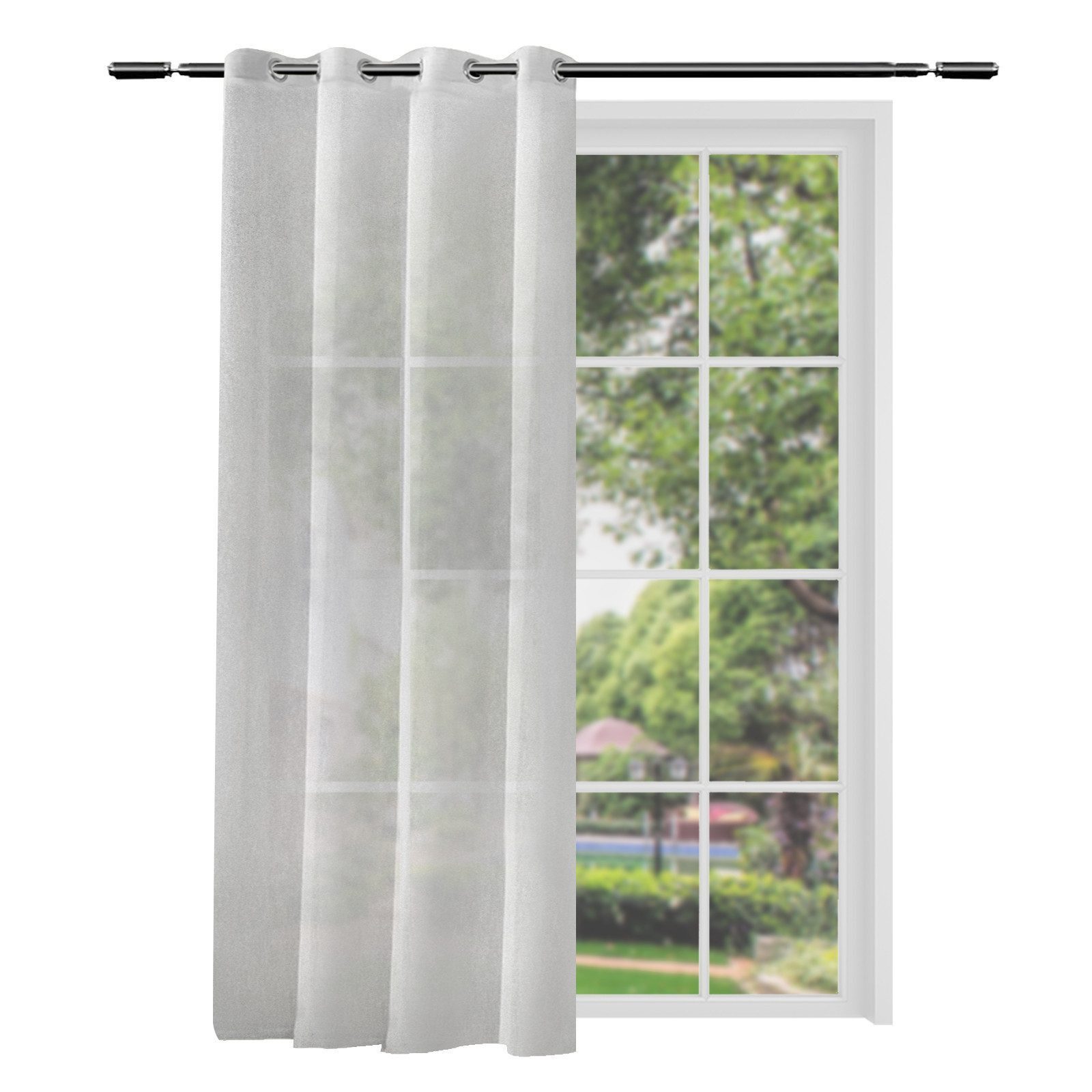Woltu Gardine (2 St), Ösen, halbtransparent, mit Ösen Leinen Optik Ösenscha günstig online kaufen