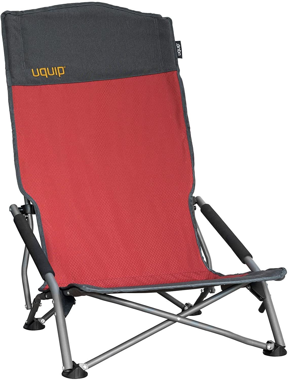 UQUIP Campingstuhl Sandy XL - Bequemer Strandstuhl mit extra hoher  Rückenlehne - Rot, niedrige Sitzhöhe, extre hohe Rückenlehne, gepolsterte  Armlehnen, breite Füße gegen Einsinken auf weichem Boden