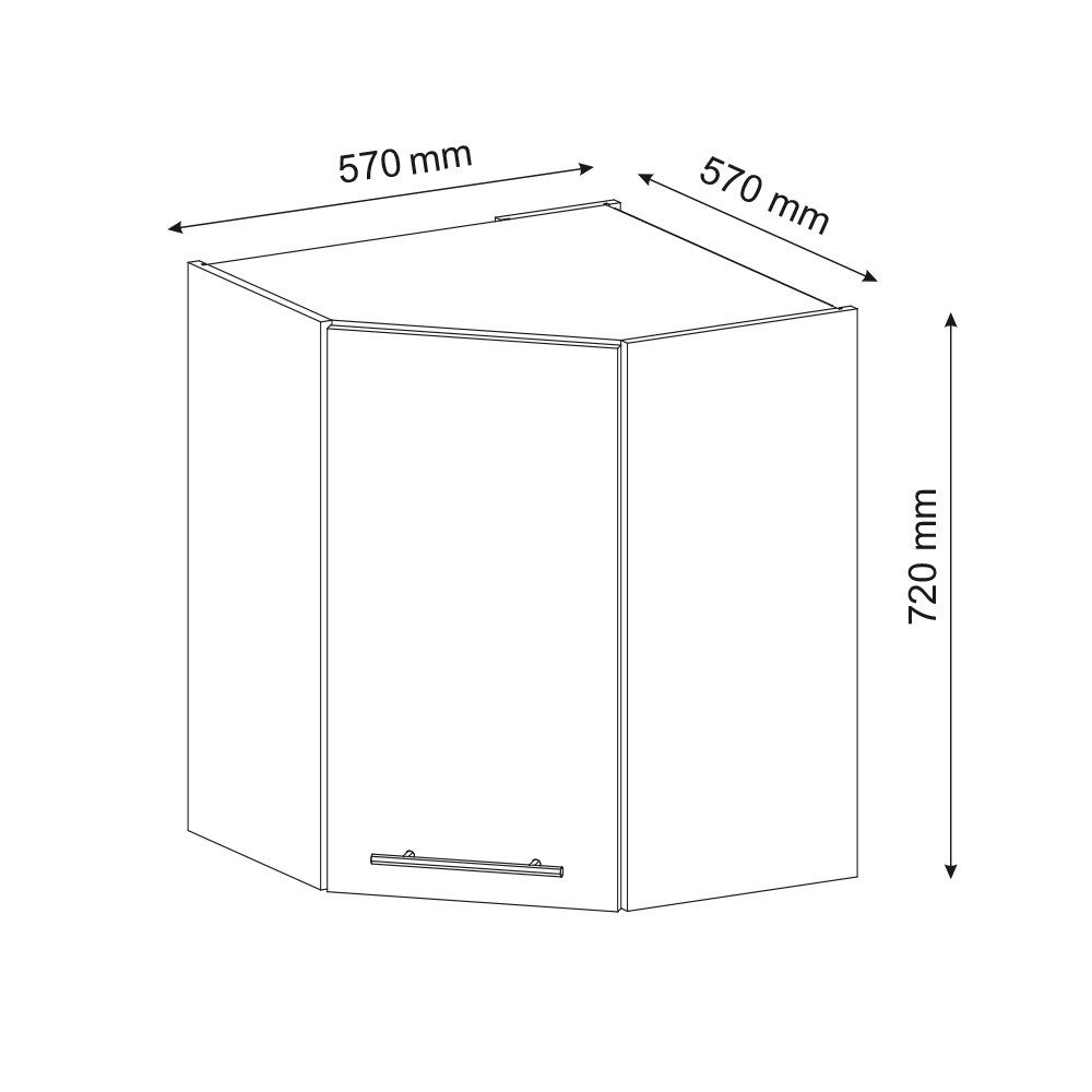 Vicco Eckhängeschrank Fame-Line, Anthrazit Hochglanz/Weiß, 57 cm (1-St)