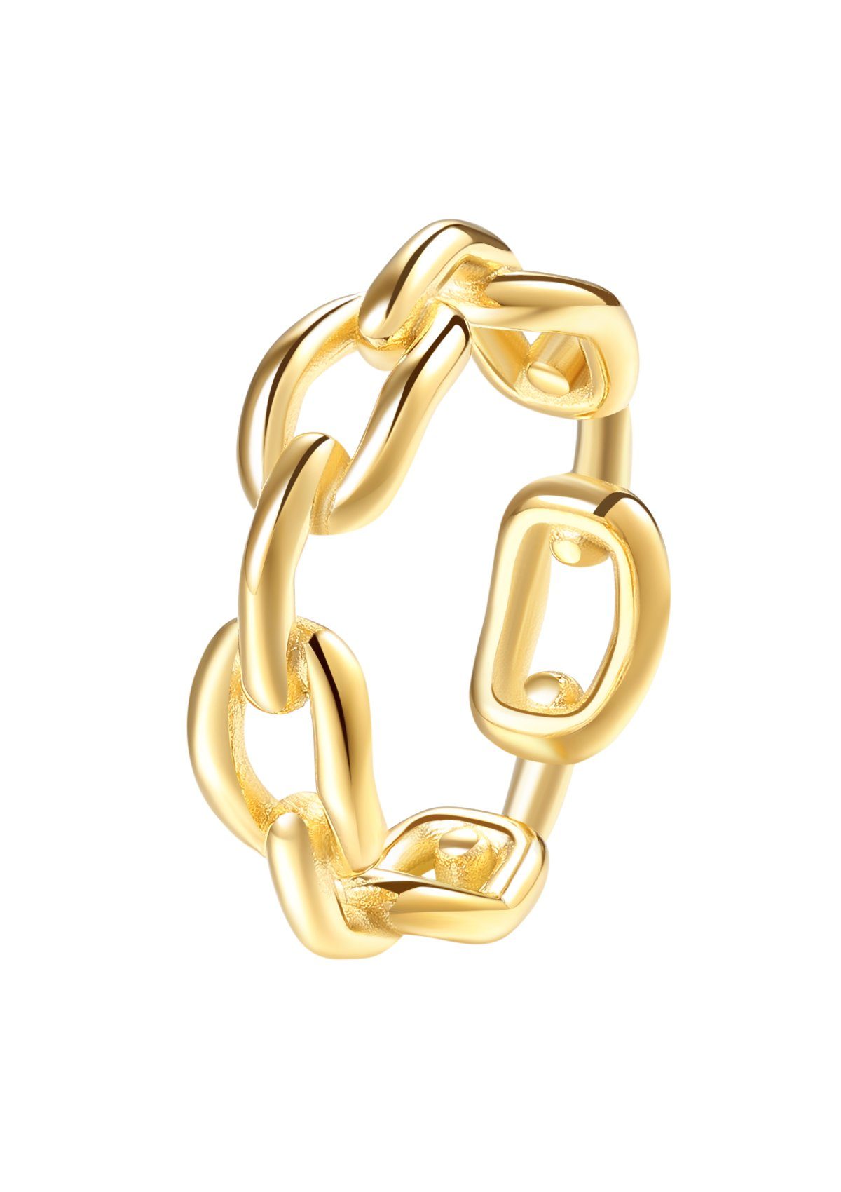 Hey Happiness Fingerring Damen 18K Vergoldet, Edelstahlring Großgliedrig, G günstig online kaufen