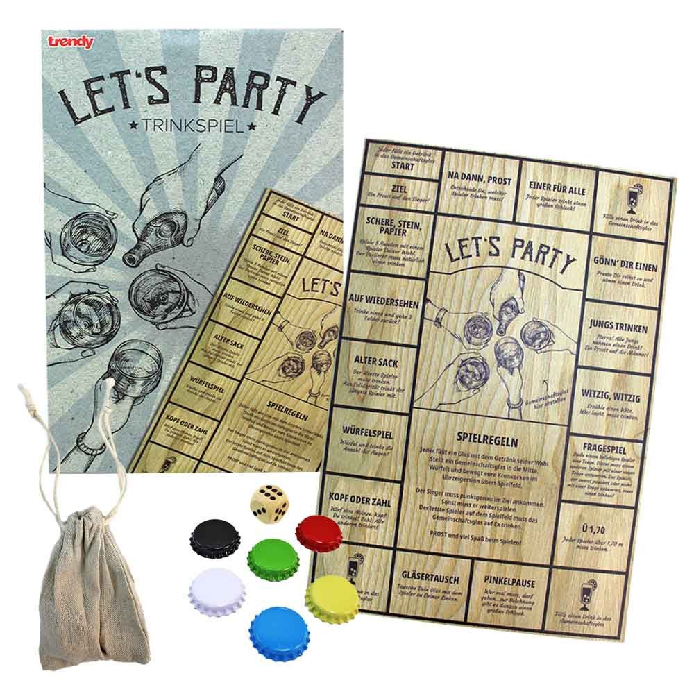 BEMIRO Spiel Trinkspiel Brettspiel "Lets Party" aus Holz