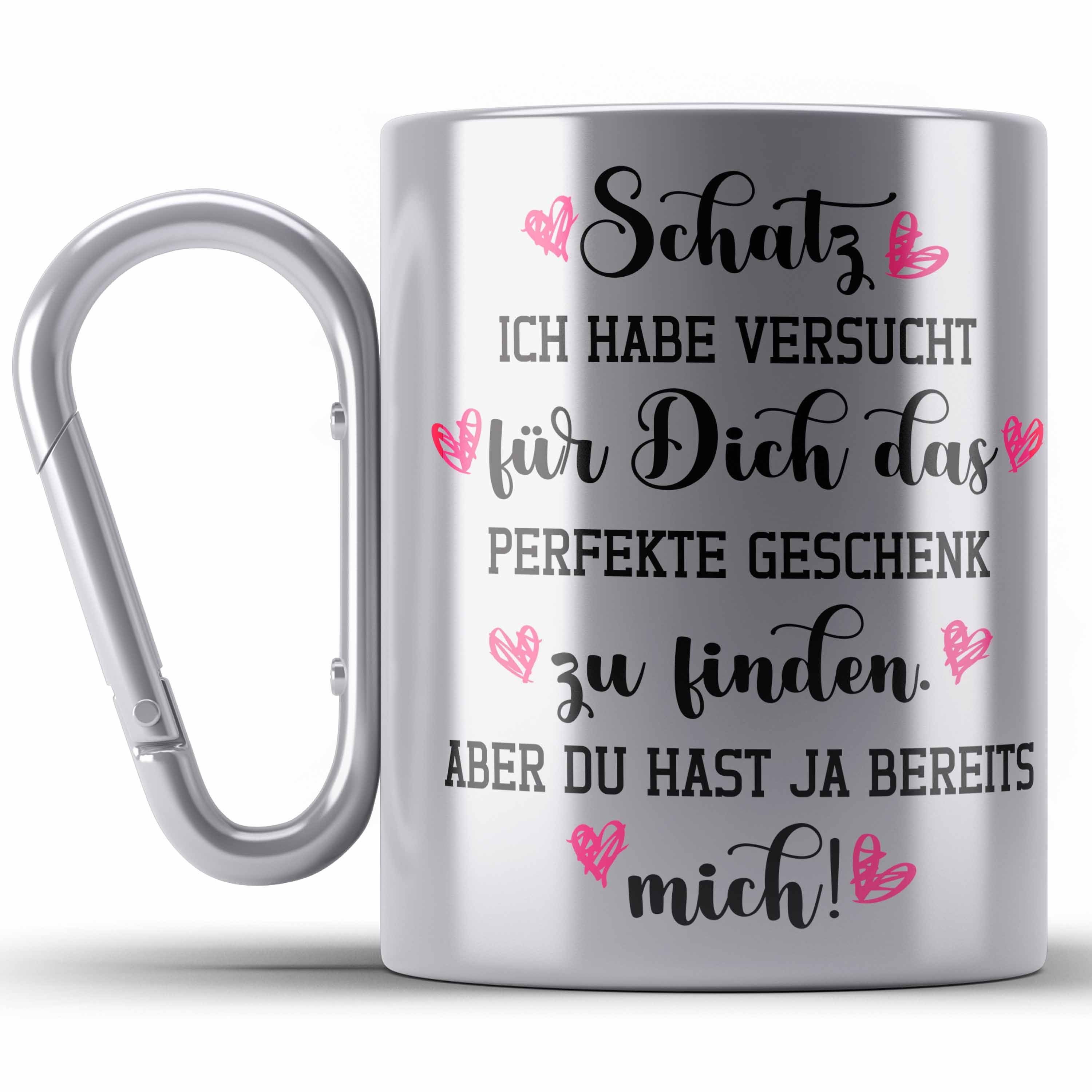 Trendation Thermotasse Freundin Geschenk Edelstahl Tasse Liebe Paare Valentinstag Valentinsta Silber