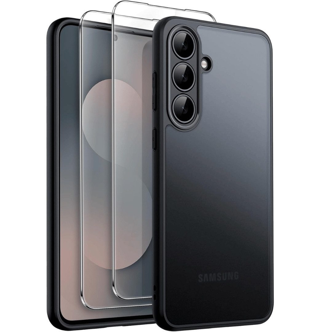 SmartUP Smartphone-Hülle + 2X Schutzglas für Samsung Galaxy S25 FE Panzerfolie Display Case 9H 6,7 Zoll, kompletter Rundumschutz