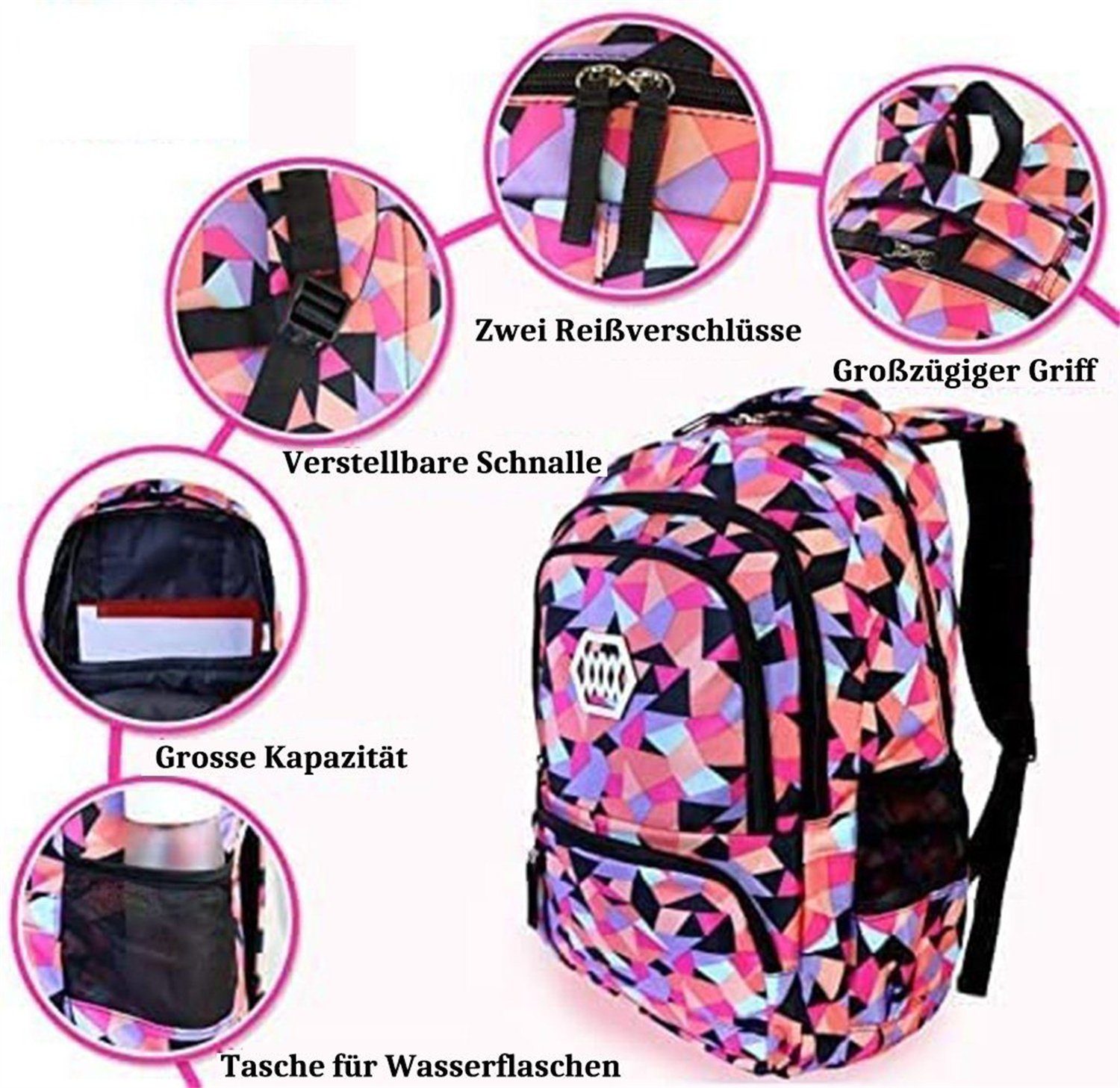 Schultaschen,Student autolock Kinder Rucksäcke Schultasche, rosa Mädchen Schulrucksack Teenager