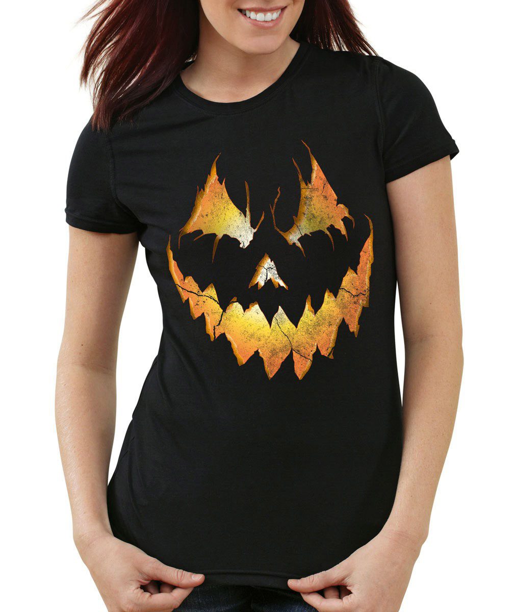 style3 T-Shirt Halloween Pumpkin Kürbiskopf Horror Fasching kürbis kostüm kopf