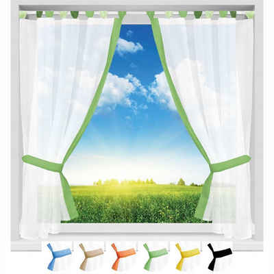 Vorhang, Arsvita, Schlaufen, transparent, Gardinenset Schlaufenschal, inkl. Raffhalter, 140 x 120 (B x L), Küchengardine im Landhausstil