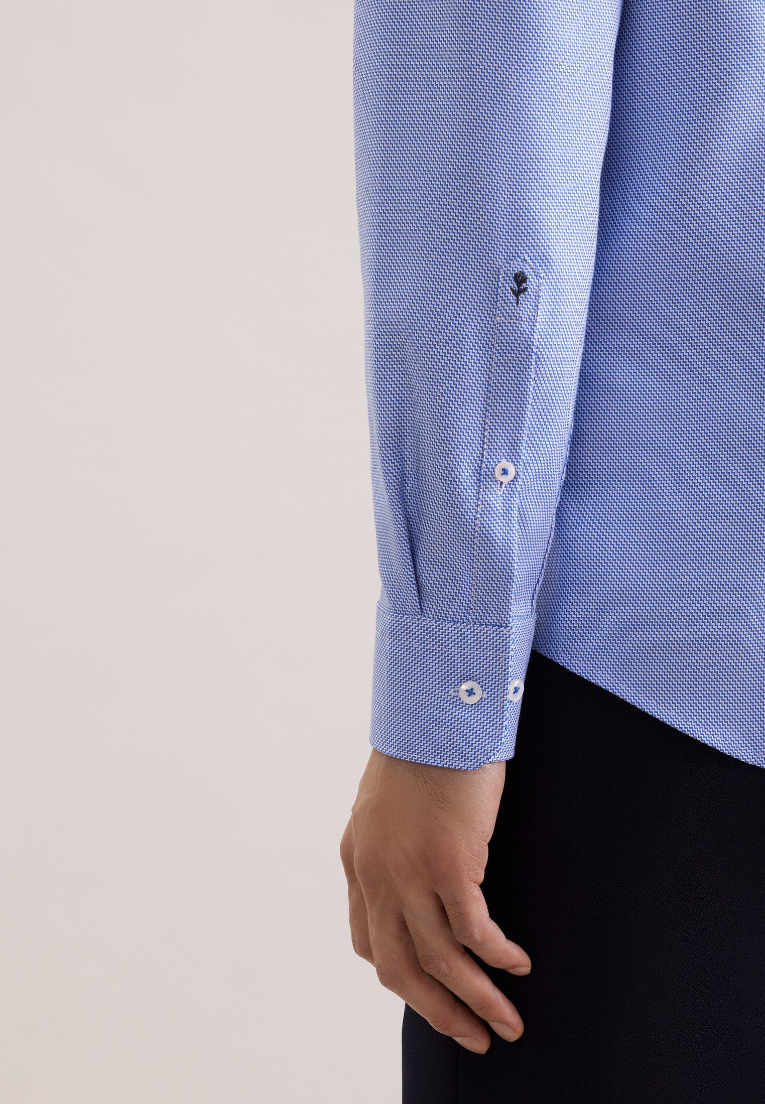 seidensticker Businesshemd Schwarze Rose X-Slim 1/1 Covered-Button-Down-Kragen Struktur