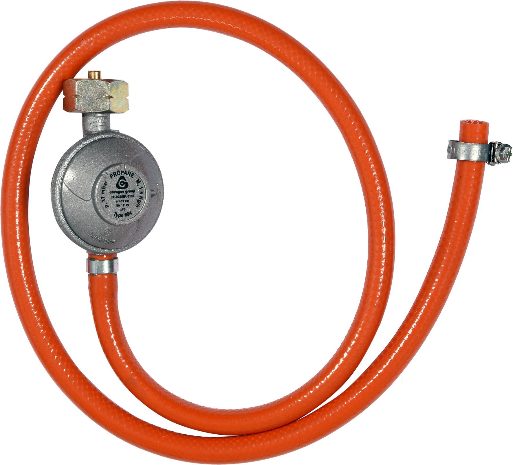 TRIZERATOP Gasdruckregler Gasschlauch 1m mit Druckminderer, Gasdruckregler, 10 mbar, (Gasschlauch 1m mit Druckminderer, Gasdruckregler)