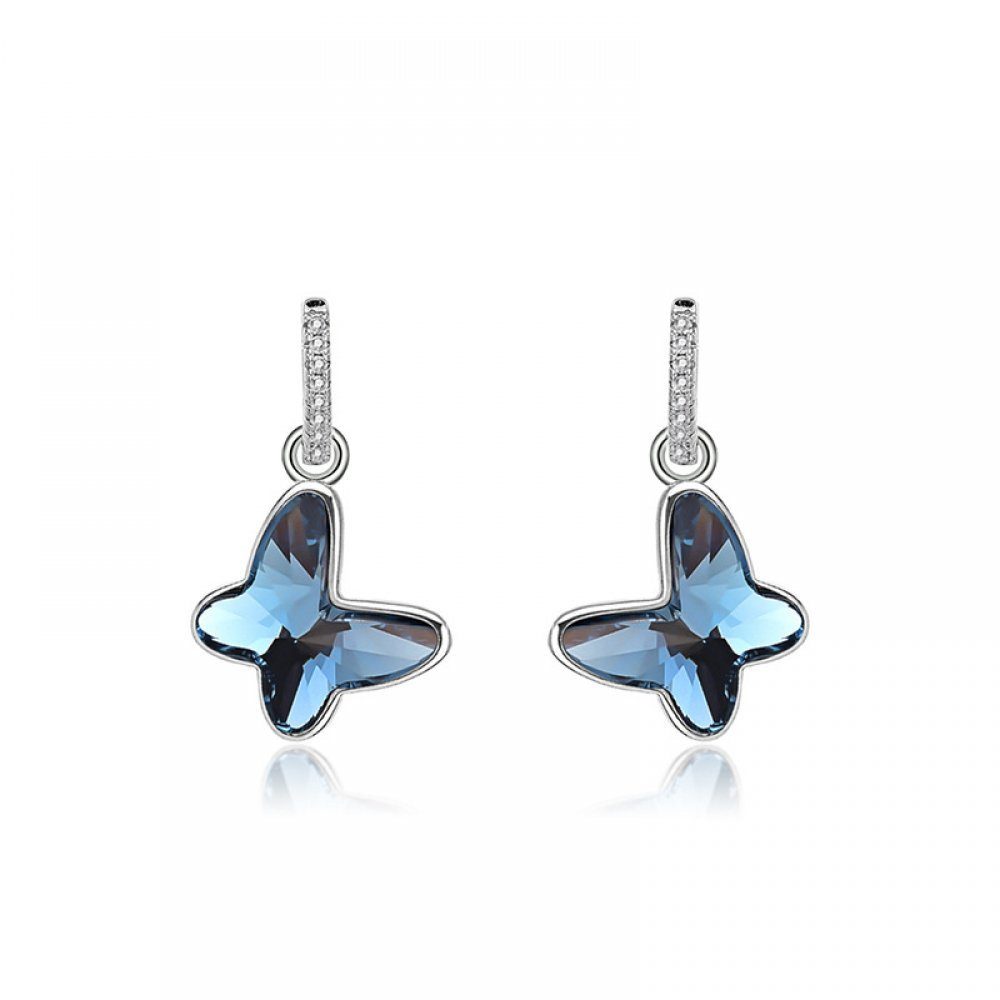 Invanter Paar Ohrhänger S925 Sterling Silber Schleifenohrringe für Damen, Wunderschön Weihnachtsgeschenke Für Frauen, inklusive Geschenkbox Blau