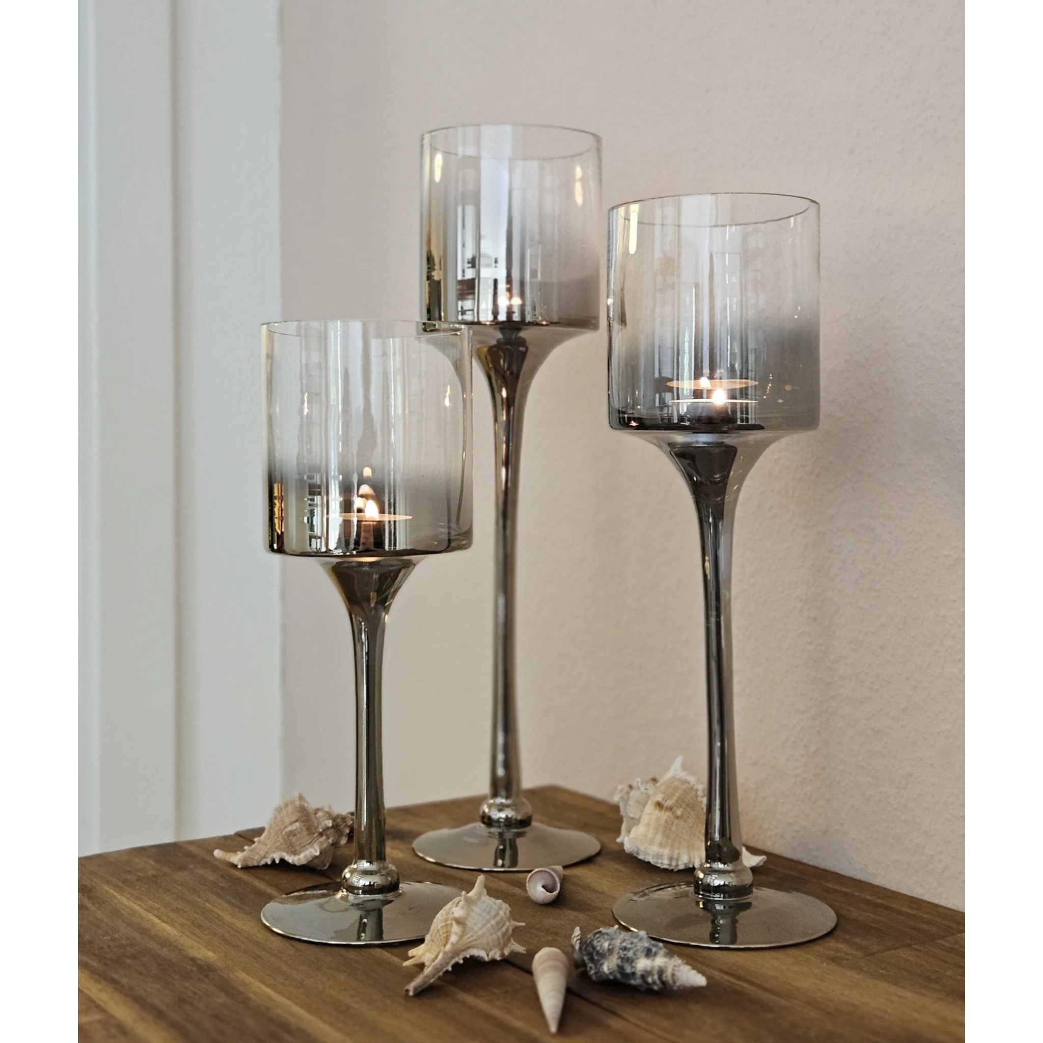 Meinposten Kerzenleuchter aus Glas 3er Set günstig online kaufen