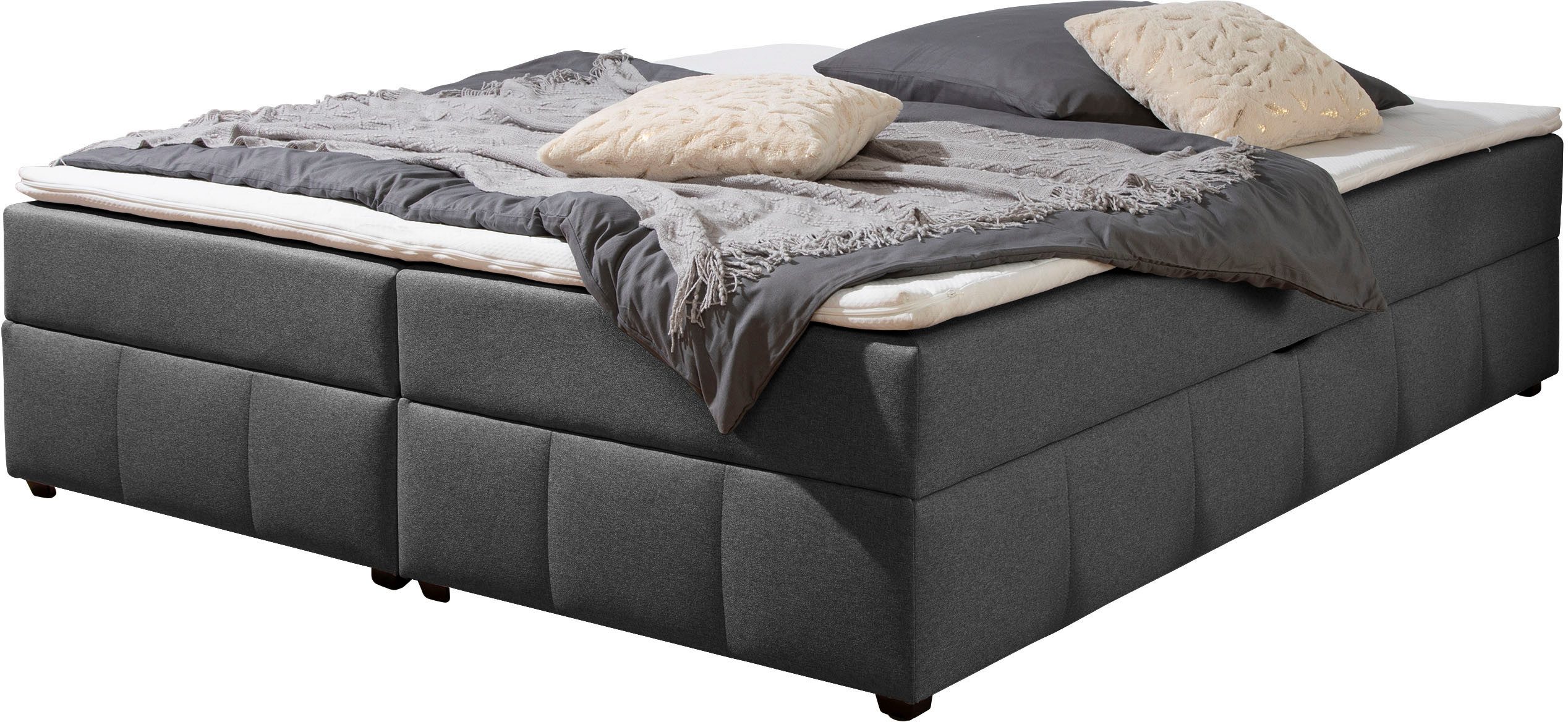 Home affaire Boxbett Niemes inkl. Bettkasten und Topper, auch in Überlänge erhältlich, Boxbett ohne Kopfteil, inkl. Topper