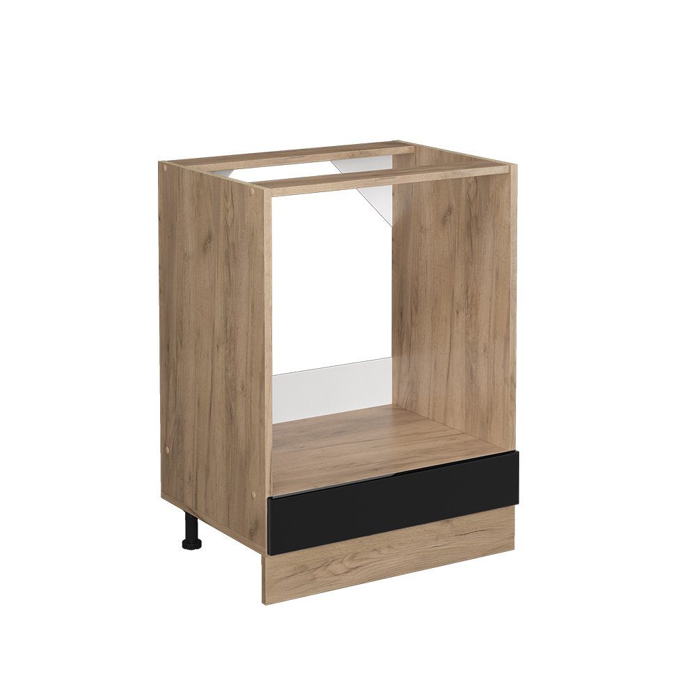 Vicco Herdumbauschrank R-Line Schwarz Hochglanz/Goldkraft Eiche 60 cm ohne günstig online kaufen
