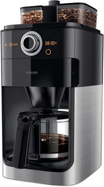 Philips Kaffeemaschine mit Mahlwerk Grind & Brew HD7769/00, 1,2l Kaffeekanne, doppeltes Bohnenfach, edelstahl/schwarz