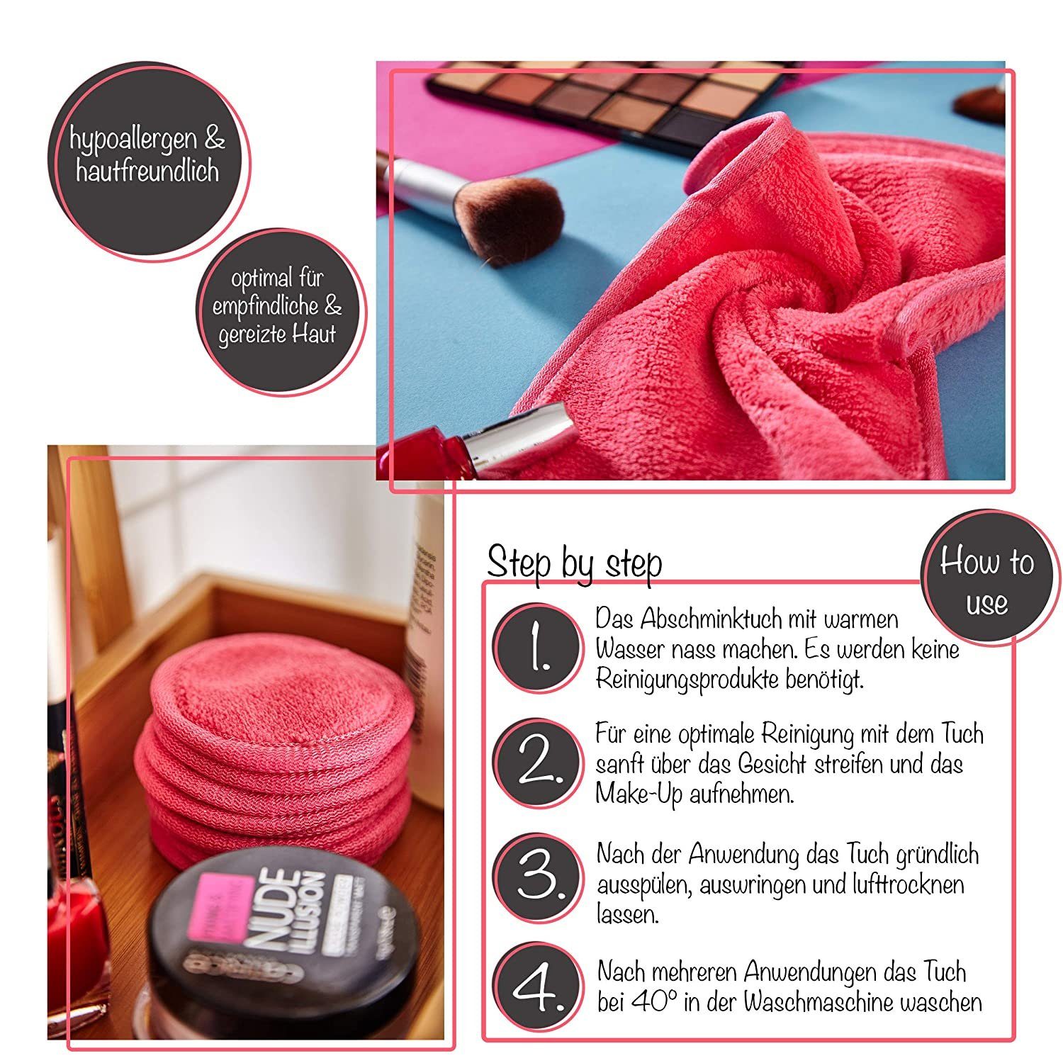 Hometex Premium Textiles Abschminkschwamm Make-Up Entferner Tuch, 10 tlg., nachhaltig