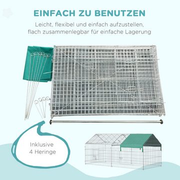 PawHut Kleintierkäfig Tiergehege mit Abdeckung, Meerschweinchen Gehege, Außengehege, Stahl, 220L x 103B x 103H cm