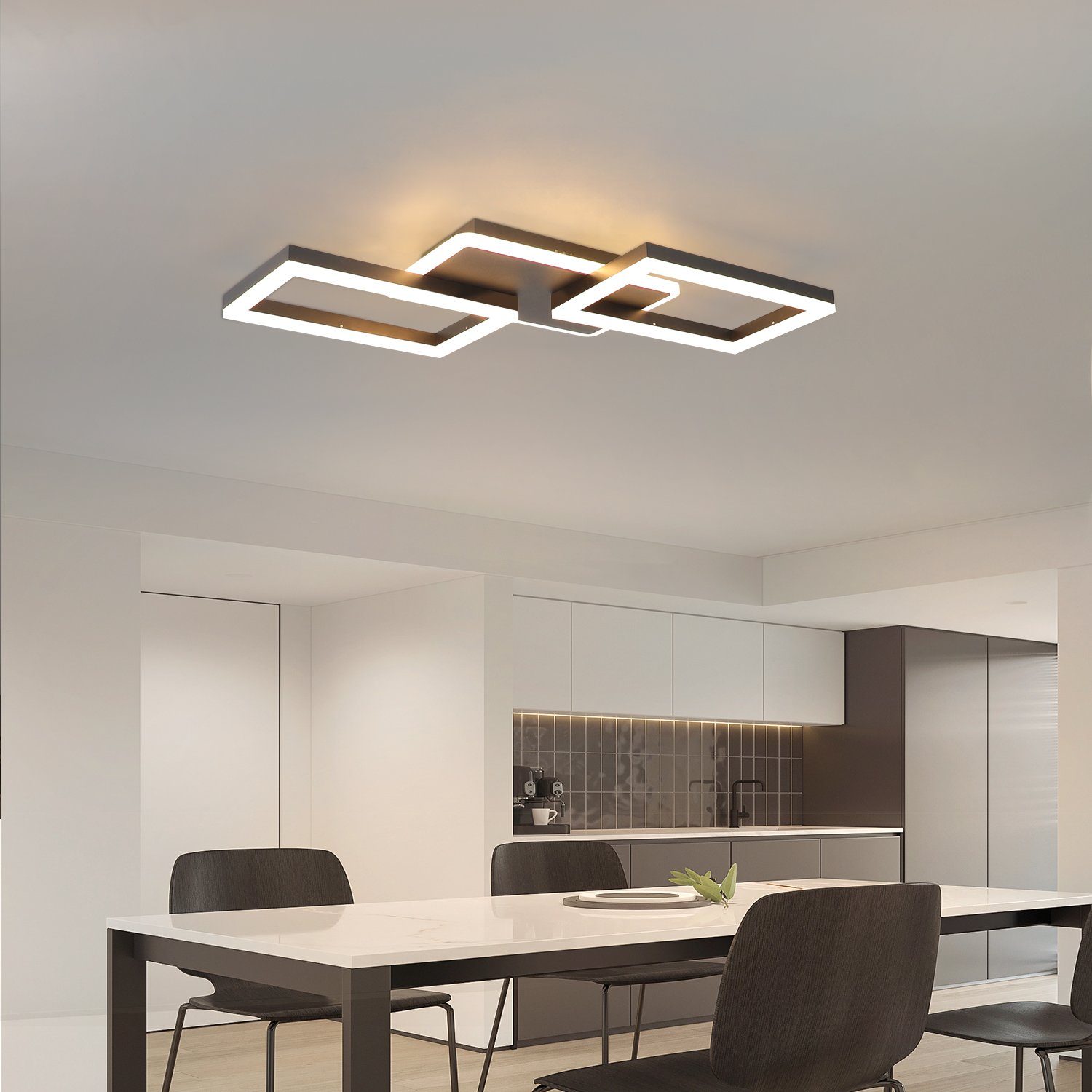 Metall Schwarz aus Nettlife Design LED Deckenleuchte Quadratisch Schlafzimmerlampe