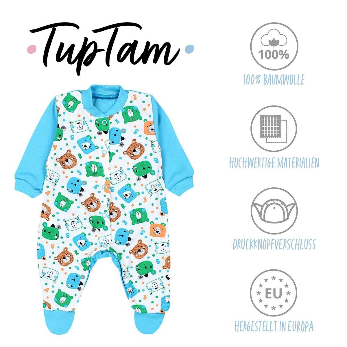 Langarm TupTam Schlafanzug Baby Fuß Farbenmix Schlafstrampler Pack mit 3er Schlafoverall 5 Jungen