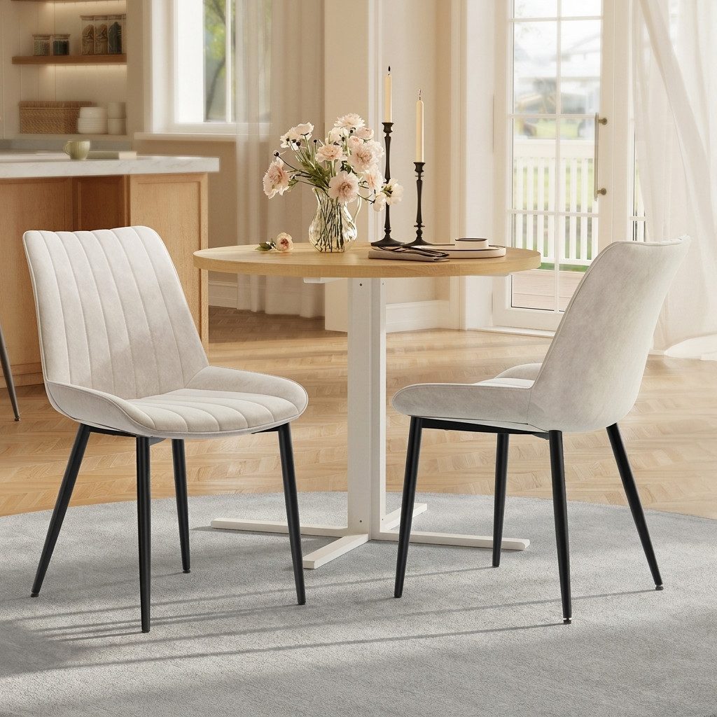 SONGMICS Esszimmerstuhl Stuhlset – Polsterstühle, Moderner Küchenstuhl. Samt (2 St), Küchenstuhl, Samt,Polsterstuhl, bis 120 kg, ERGONOMISCHES DESIGN