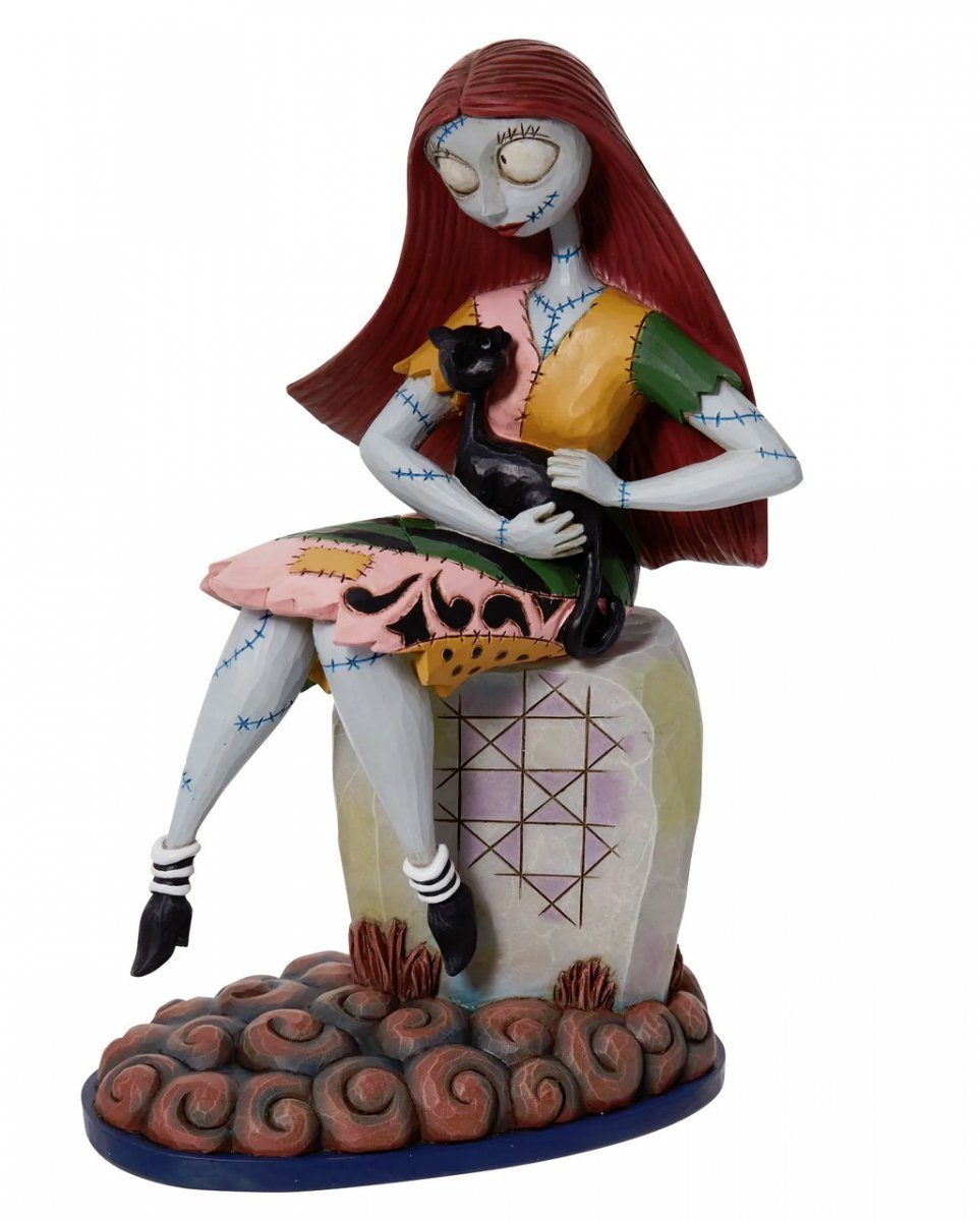 Horror-Shop Dekofigur Sally auf Grabstein mit Katze Sammelfigur 19 cm al