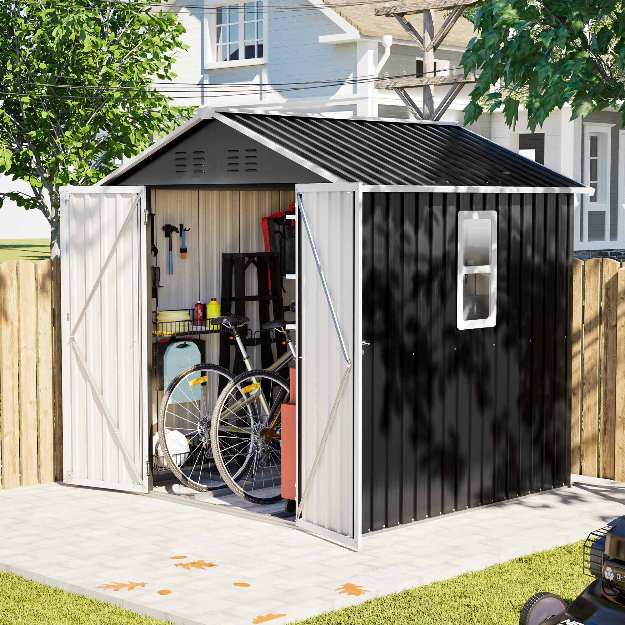 GIHAUVIA Gerätehaus Metall-Gartenhaus DIY Gerätehaus Outdoor Lagerung Wind-Regendicht .
