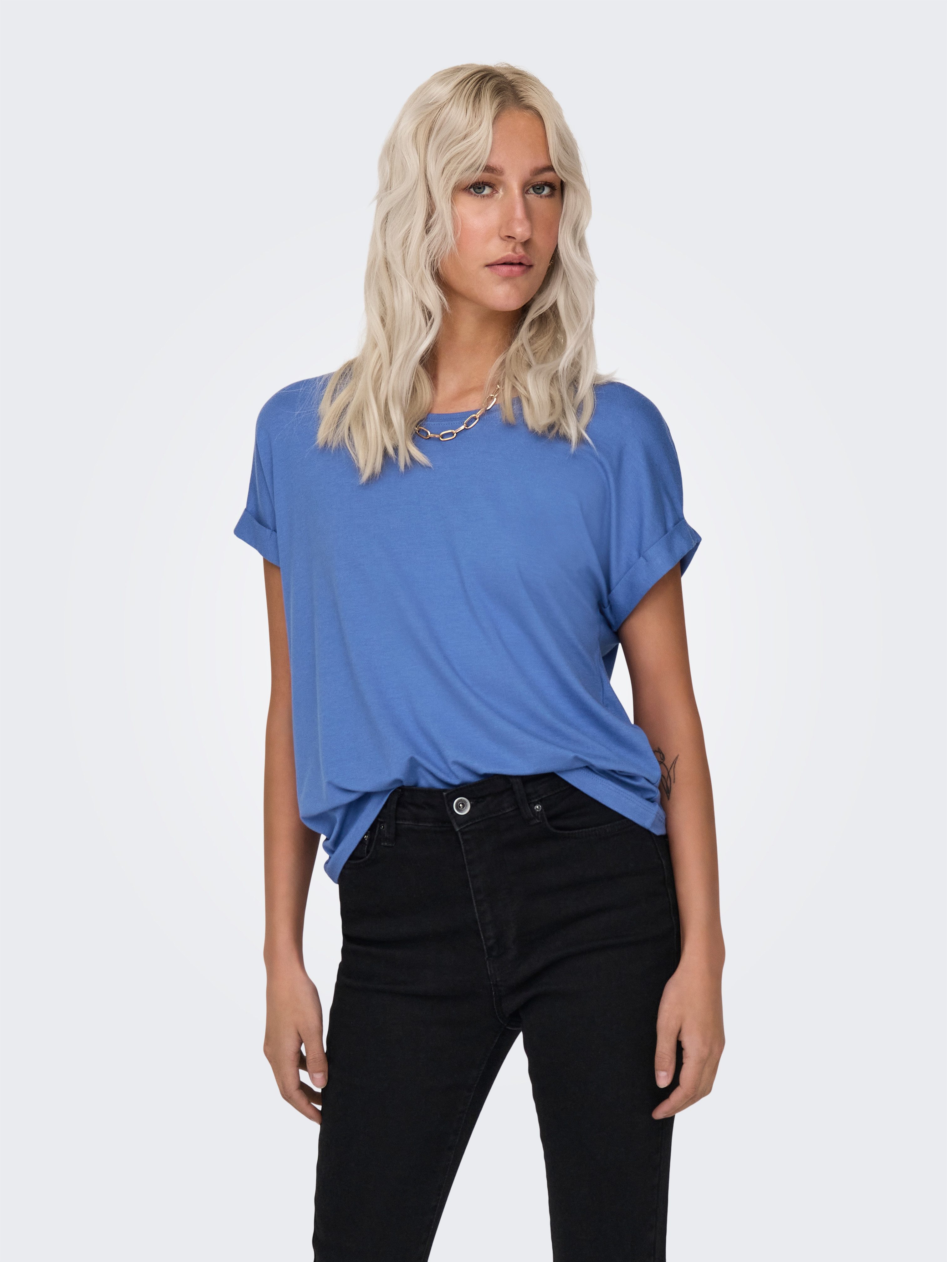 ONLY T-Shirt ONLMOSTER – Kurzarmshirt mit Aufschlag und klassischem Look Viskosemischung, regular fit