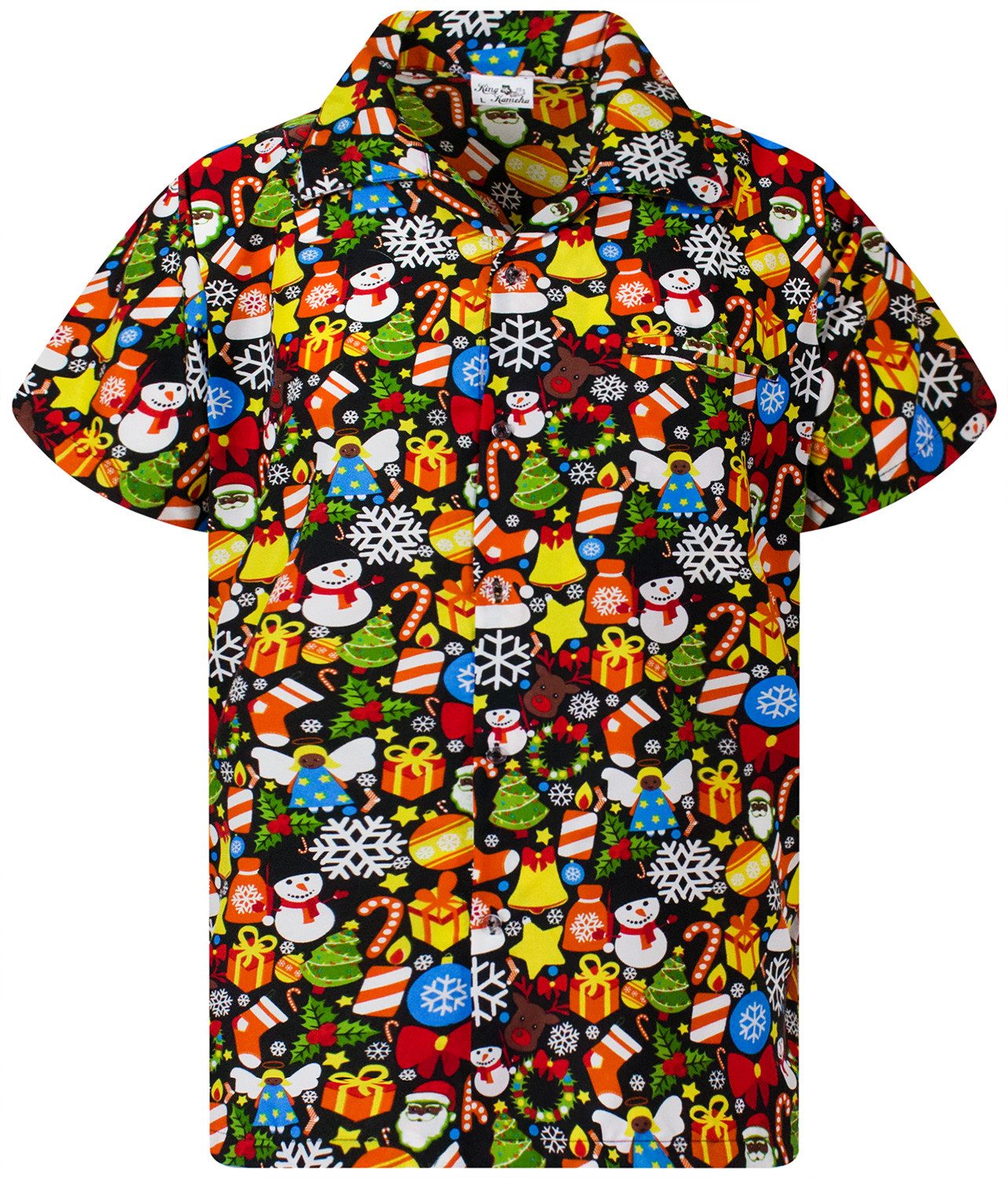 King Kameha Hawaiihemd Christmas Allover Funky Hawaii-Hemd Kurzarm Front-Ta günstig online kaufen