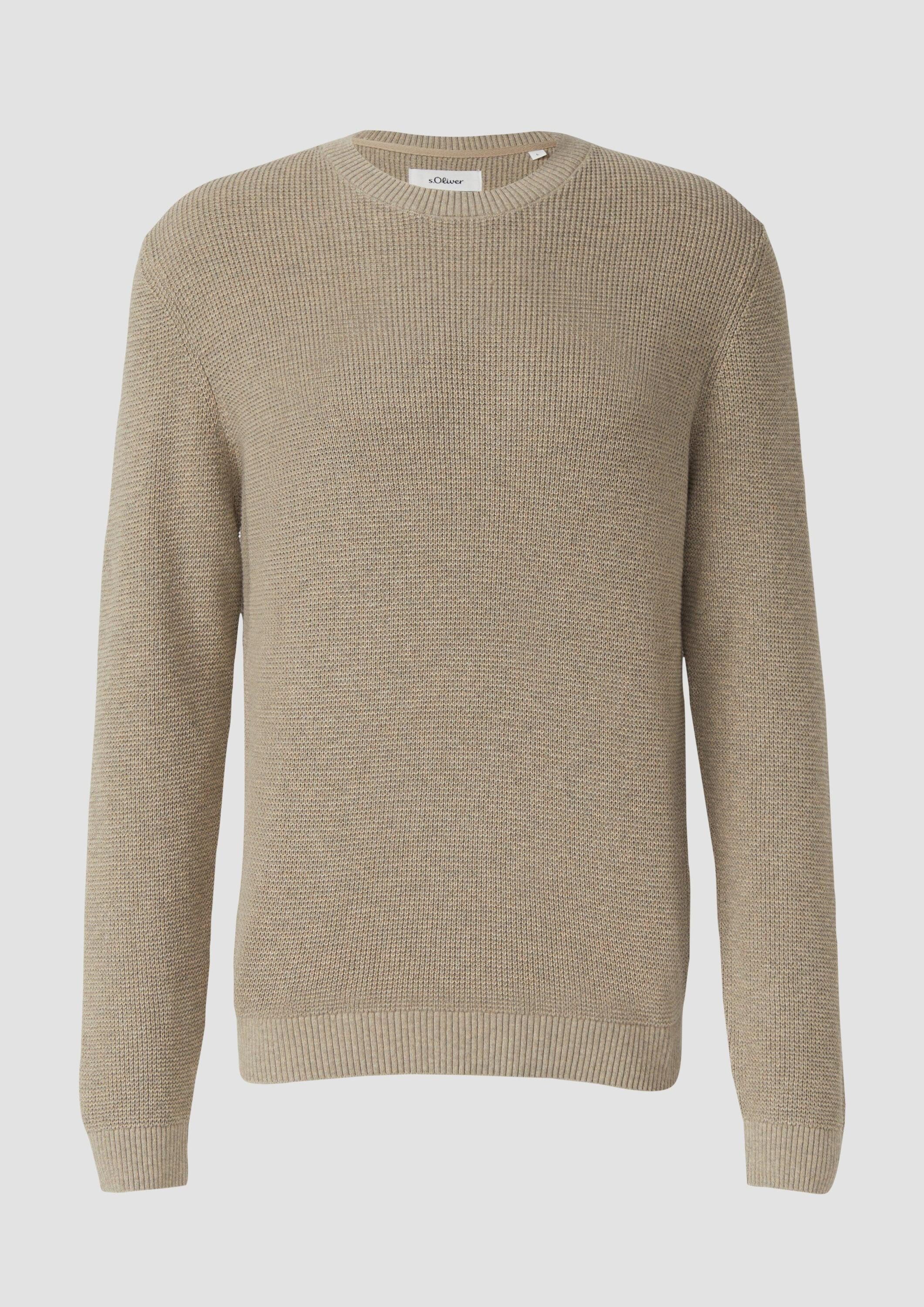 s.Oliver Longpullover Strickpullover Strickpullover mit Crew Neck und Strukturmuster