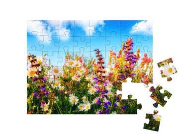 puzzleYOU Puzzle Bunte Frühlingsblumen auf einer Wiese, 48 Puzzleteile, puzzleYOU-Kollektionen Blumenwiesen, Blumen & Pflanzen