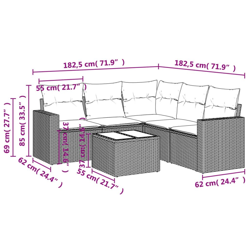 vidaXL Sofaelement 6-tlg. Garten-Sofagarnitur mit Kissen günstig online kaufen
