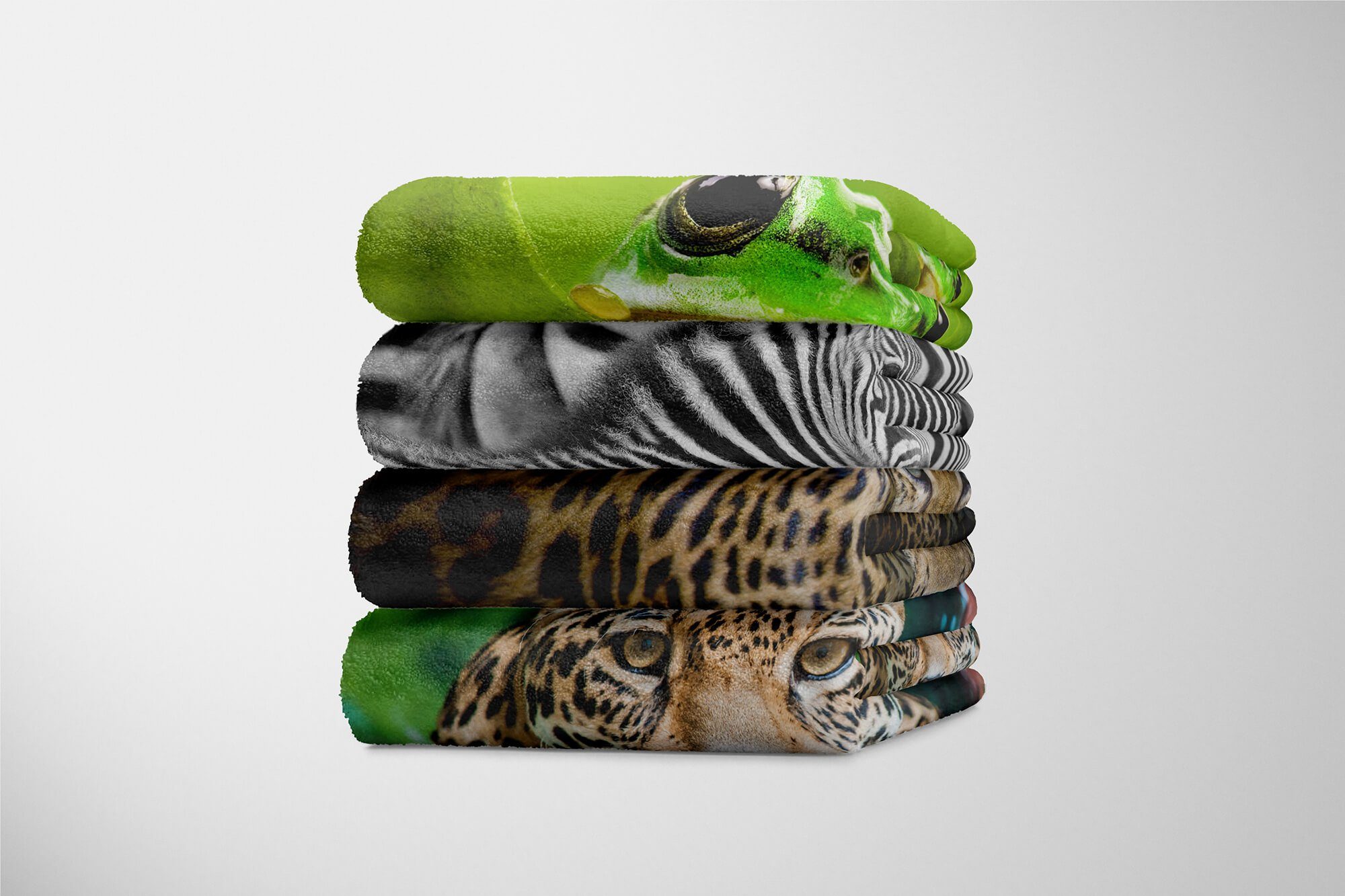 mit Kuscheldecke Handtuch Handtuch Baumwolle-Polyester-Mix Strandhandtuch Handtücher Art Jaguar Raubkatze, Tiermotiv Saunatuch Sinus (1-St),