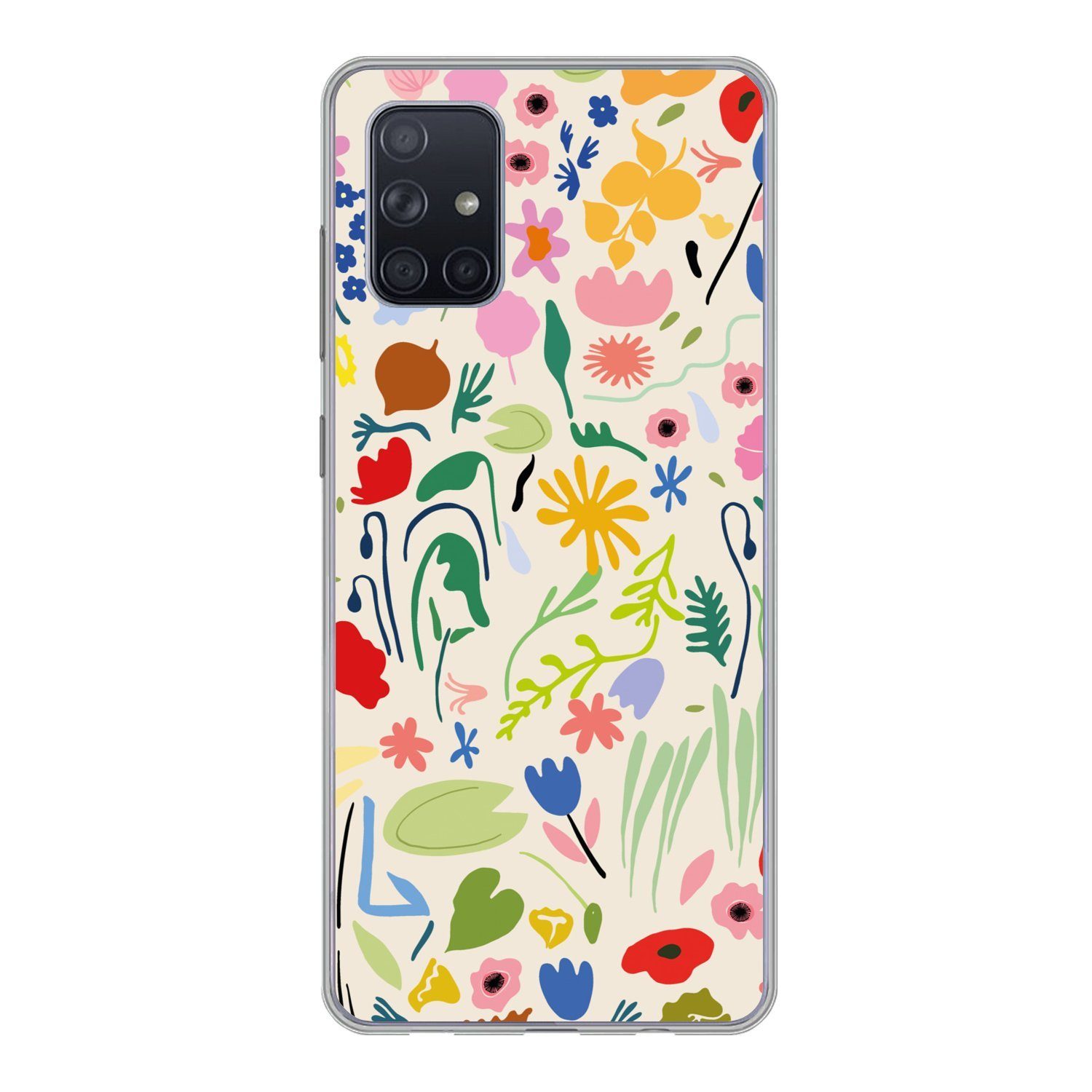 MuchoWow Handyhülle für Samsung Galaxy A51 Blumen - Muster - Pflanzen, Smartphone-Bumper, Print, Handy Schutzhülle Dünn