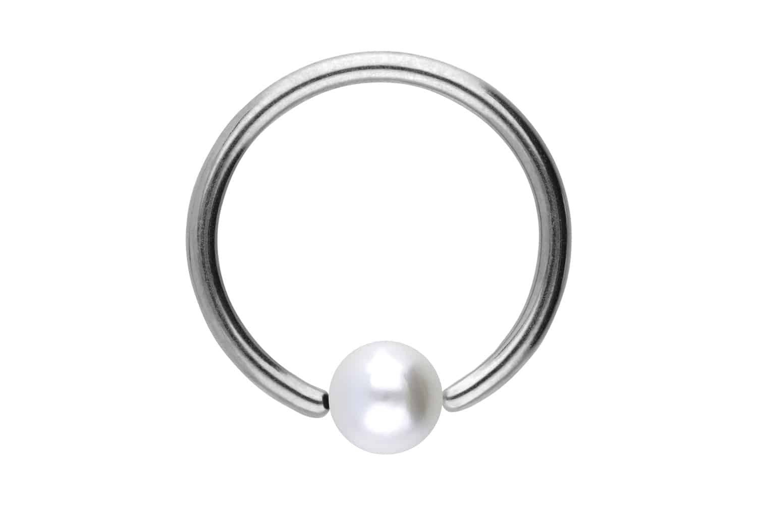 PIERCINGLINE Nasenpiercing Chirurgenstahl Klemmkugelring SYNTHETISCHE PERLE (Klemm-Ringe, 1-tlg)