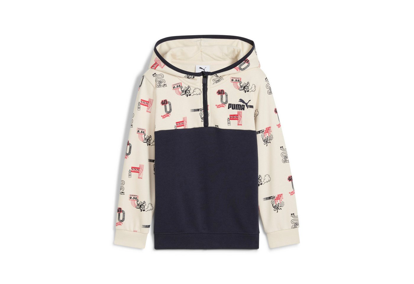 PUMA Kapuzensweatshirt LITTLE RUNNERS HALF-ZIP HOODIE PS für Kinder, mit Print-Applikation, aus Baumwollmischung