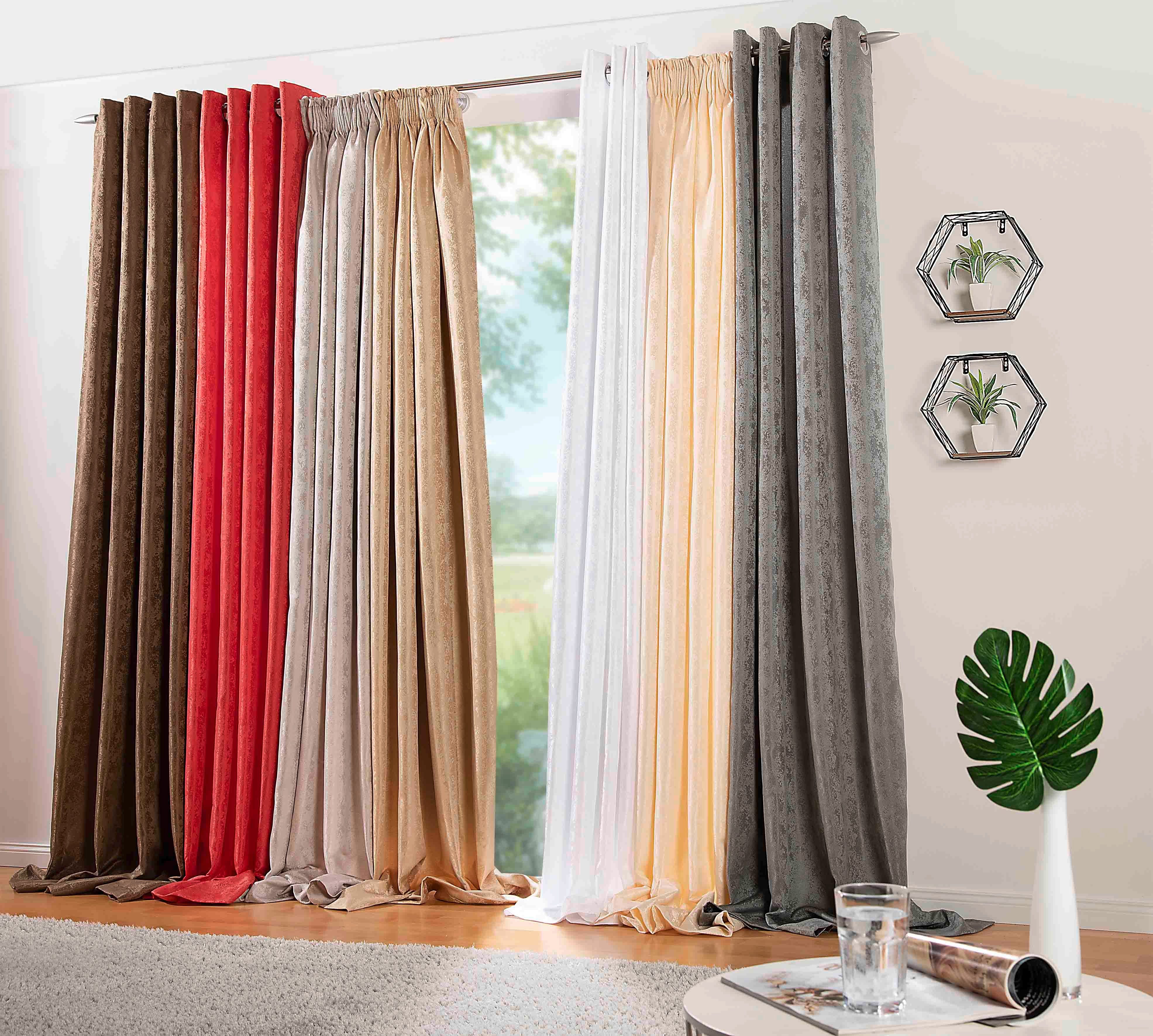 DecoHome24 Gardine Brillant Meliert, Kräuselband (2 günstig online kaufen