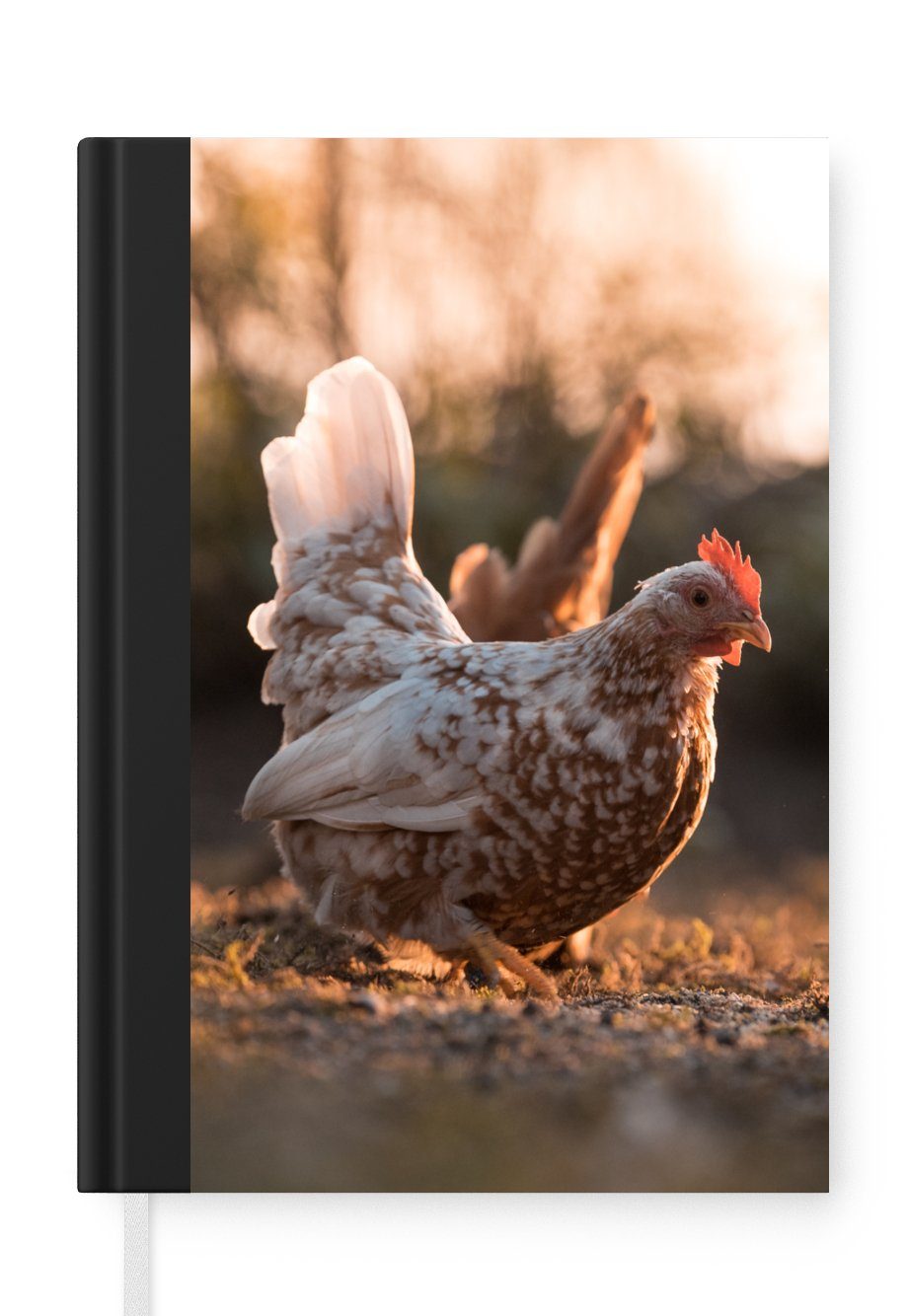 MuchoWow Notizbuch Scharren der Hühner im weichen Licht, Journal, Merkzettel, Tagebuch, Notizheft, A5, 98 Seiten, Haushaltsbuch