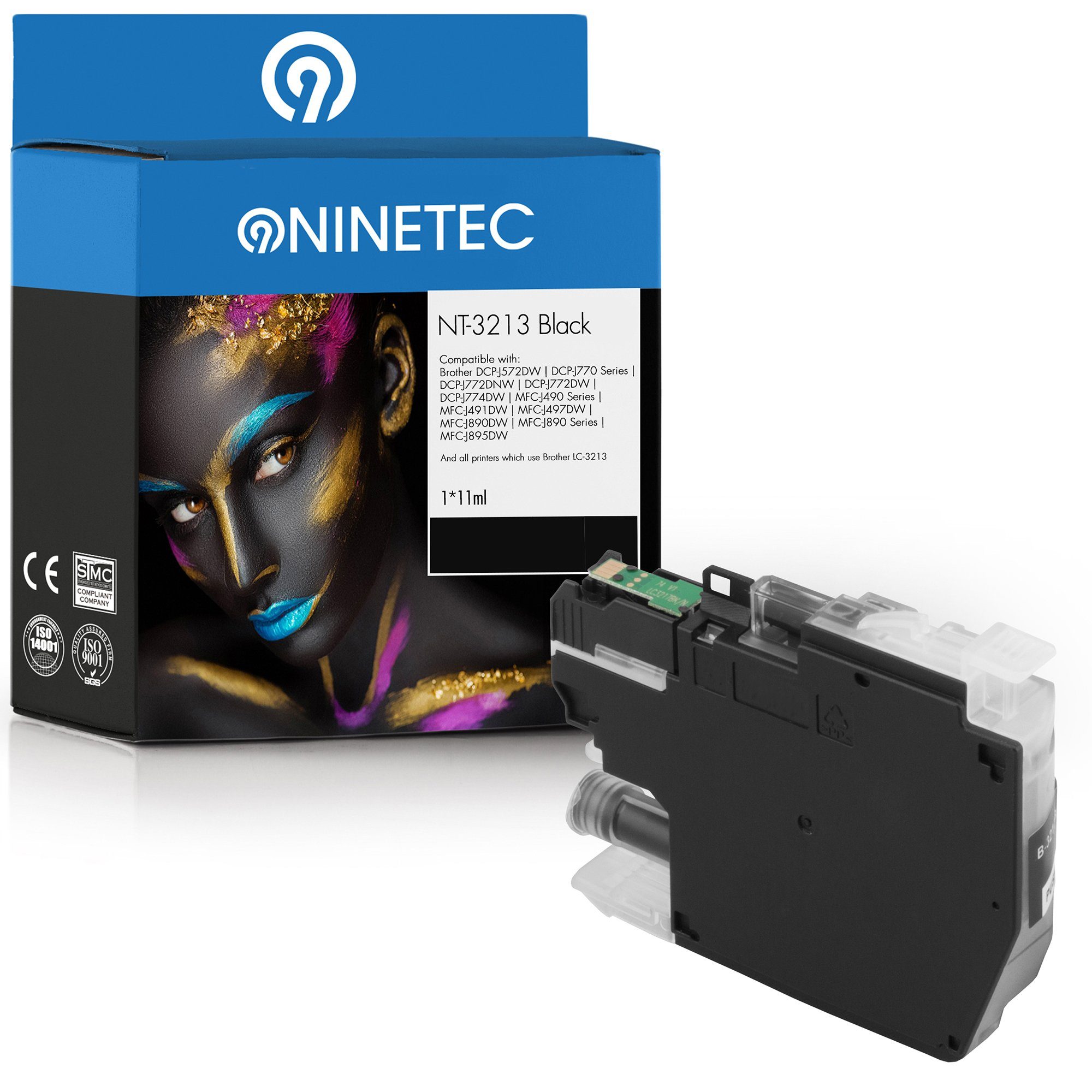 NINETEC ersetzt Brother LC-3213 LC3213 Black Tintenpatrone