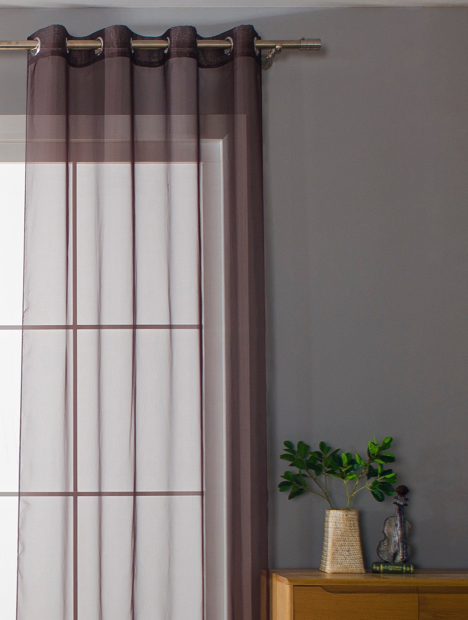 Gardinenbox Gardine (2 St), Ösen, transparent, Voile