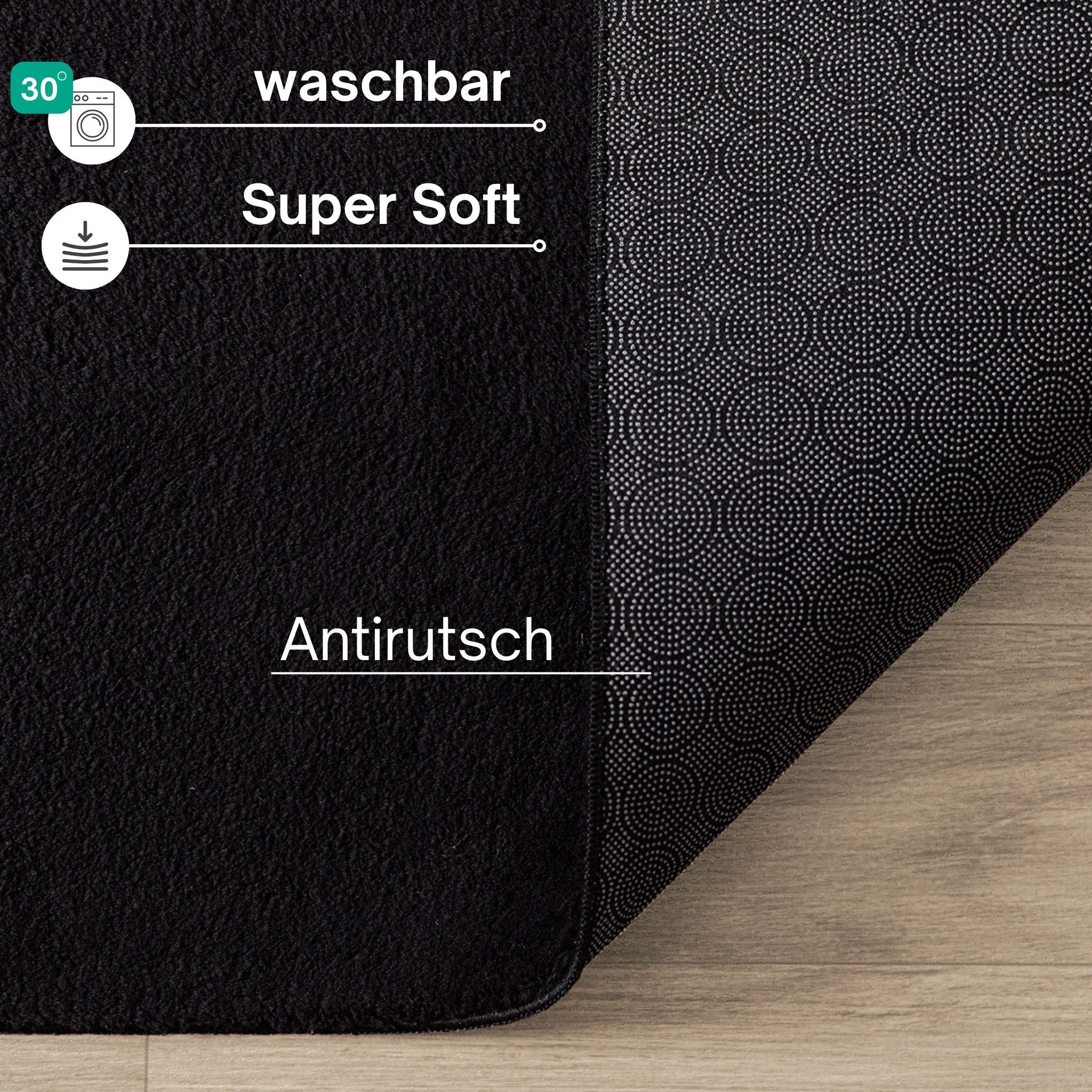 the carpet Teppich kuschelig & Super Soft, Anti-Rutsch Unterseite, rund, Höhe: 16 mm, Waschbar bis 30 Grad, Felloptik, Wohnzimmer Teppich, Kundenliebling – Bild 3 von 4