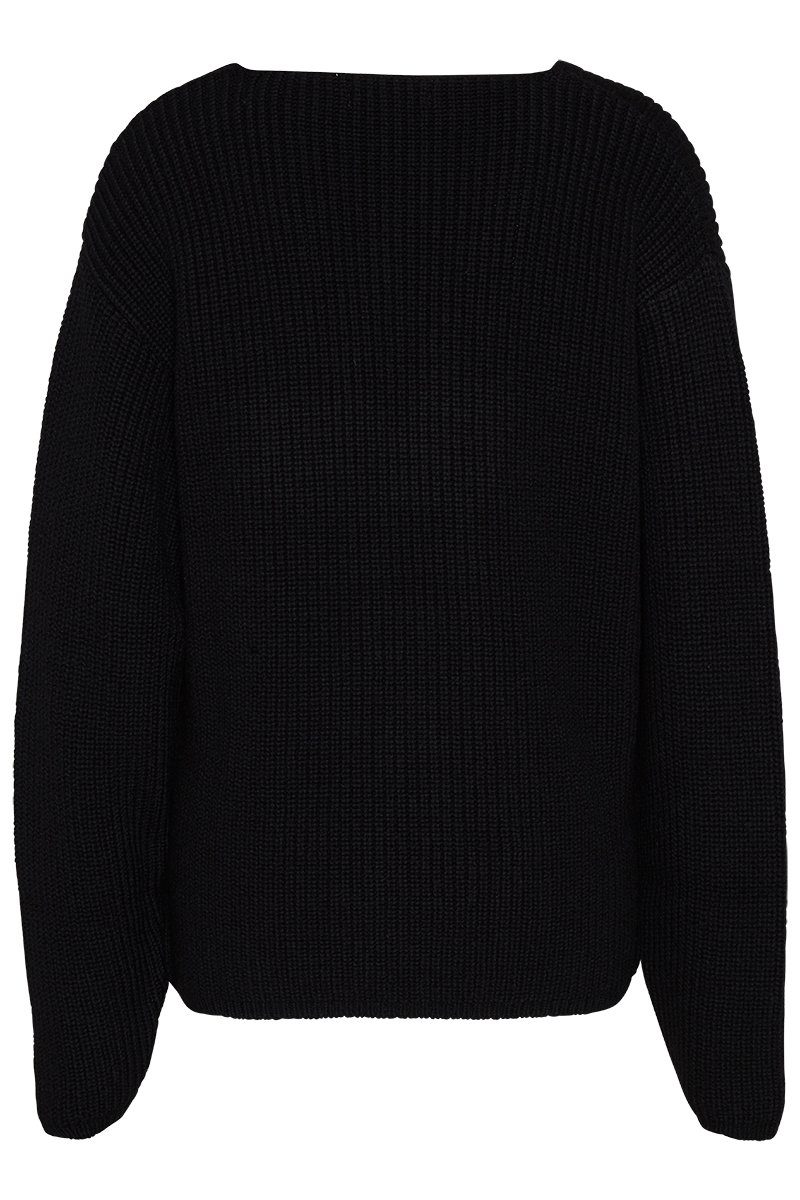 light wunderwerk rib V-neck shape black - 900 Wollpullover o