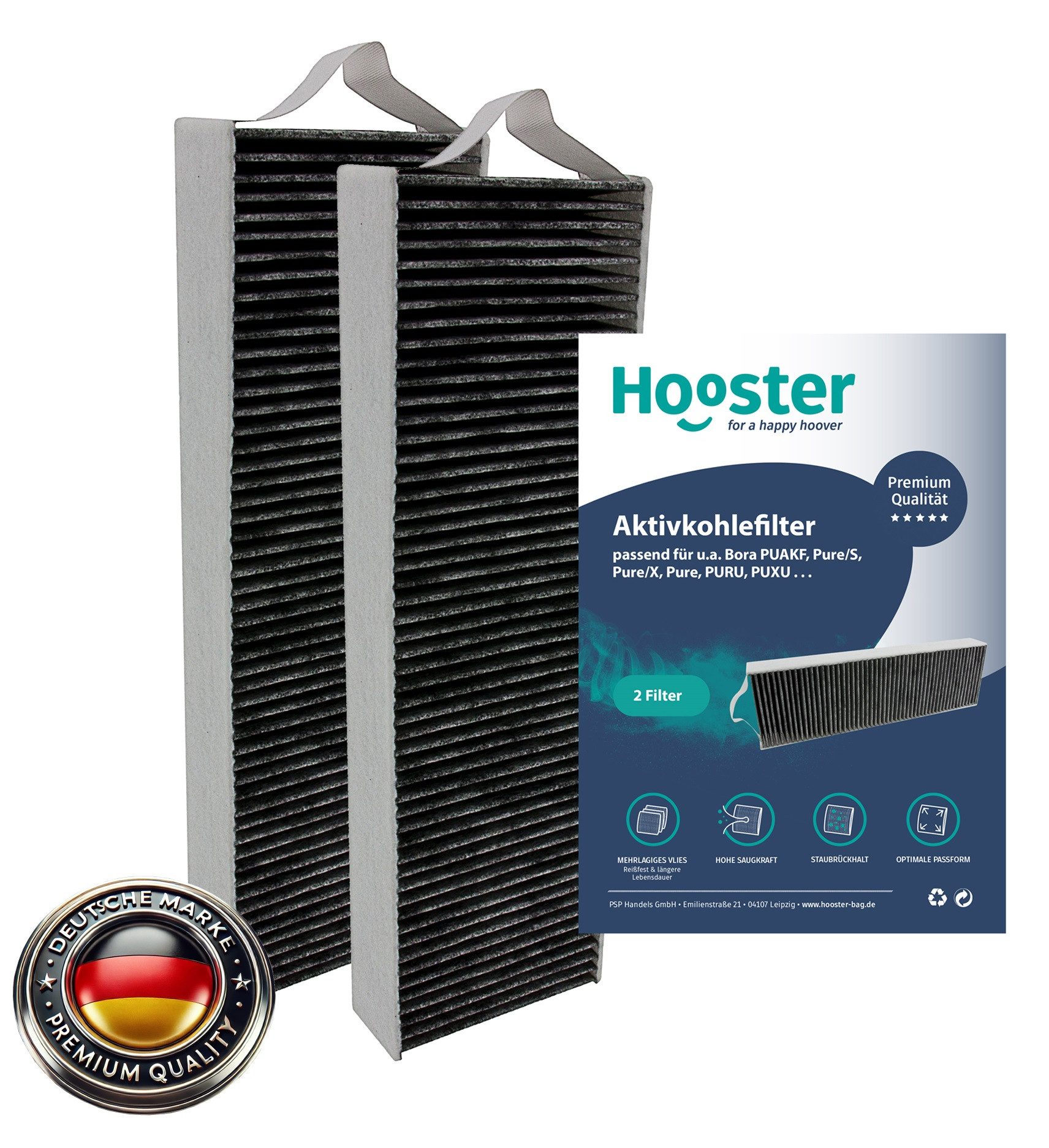 Hooster Luftfilter 2er Set Aktivkohlefilter für Bora Pure PUAKF, Filter kompatibel mit Bora Kochfeld PURU oder PUXU