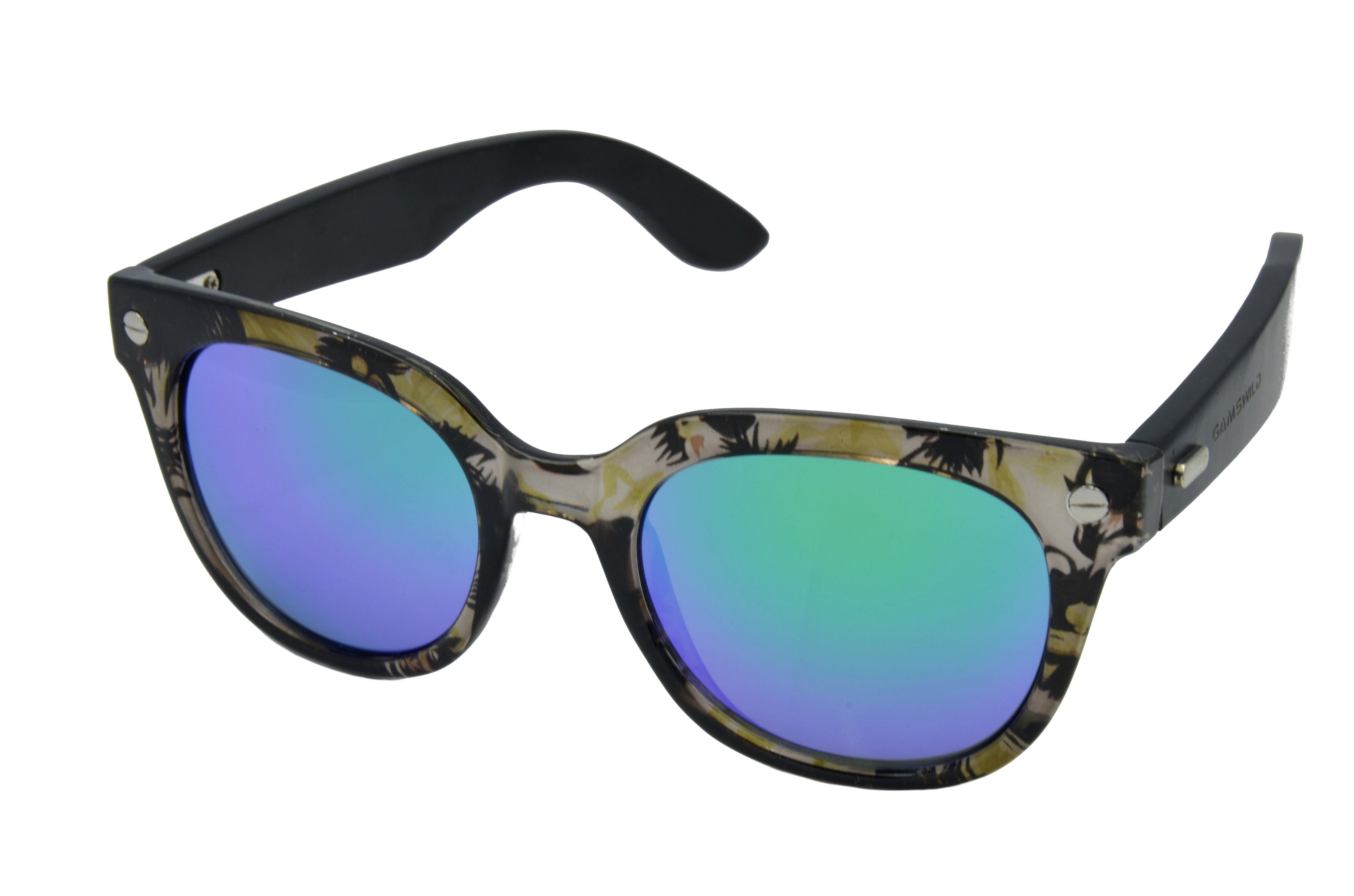 Gamswild Sonnenbrille UV400 GAMSSTYLE Modebrille breite Bambusholzbügel Damen Modell WM1328, rot-orange, grün-türkis, rosa-pink