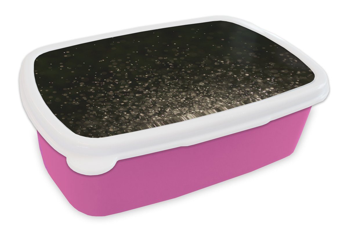MuchoWow Lunchbox Glitter - Abstrakt - Schwarz, Kunststoff, (2-tlg), Brotbox für Erwachsene, Brotdose Kinder, Snackbox, Mädchen, Kunststoff rosa