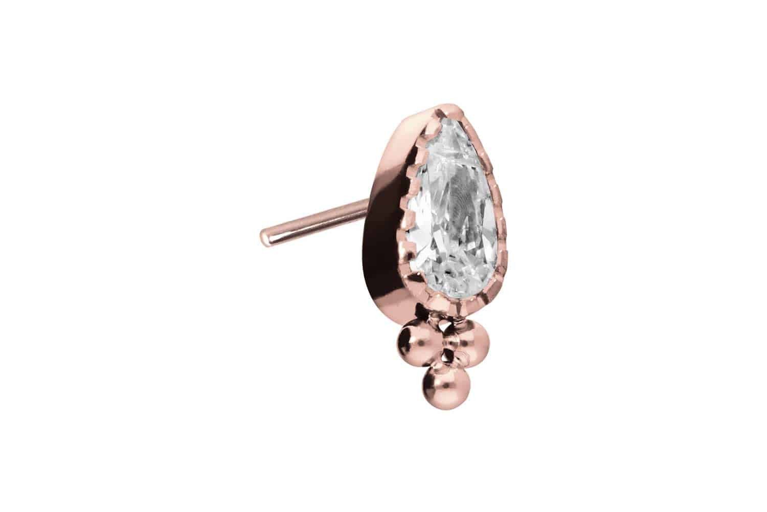 Piercing-Set Titan Aufsatz mit Push Pin KRISTALLTROPFEN + KUGELN