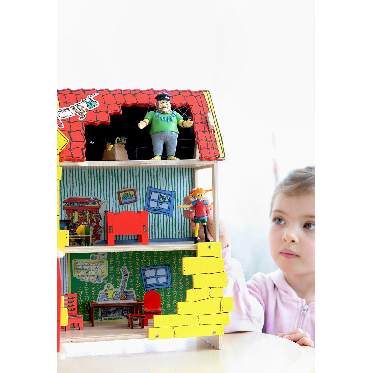 Pippi Langstrumpf Puppenhausmöbel Efraim & Fräulein Prysselius Figurenset Mädchen (3tlg) – Bild 5 von 5