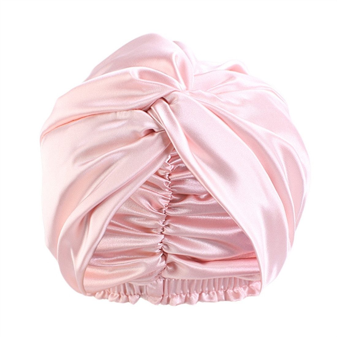 Maria Duschhaube Doppelschichtige Nachtmütze aus simulierter Seide (Beauty-Make-up-Kopftuch-Mütze, Nachtwickel-Schlafmütze, 1 St), Verstellbare Nachtmütze für Damen aus Seidensatin
