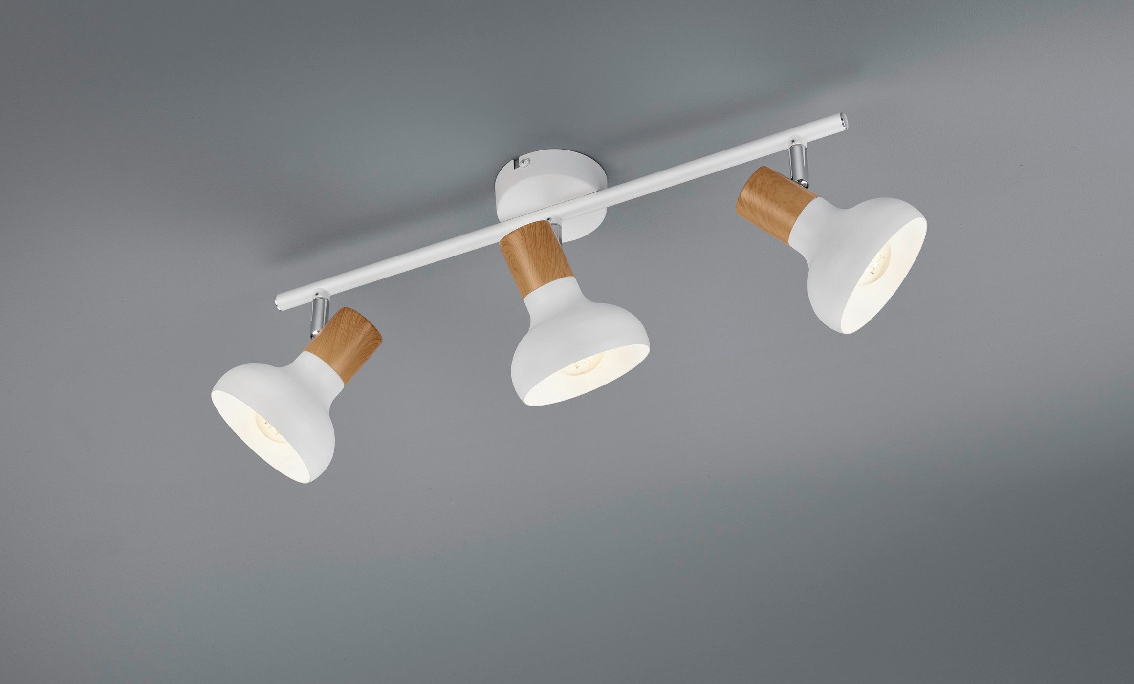 Reality Leuchten Deckenstrahler LATIKA, Strahler 3-flammig, exkl 3x E14 max 10W, Deckenspot Wandspot, Leuchtmittel wechselbar, warmweiß - kaltweiß, schwenkbarer Strahler, Metall und Holzoptik Lackierung, Spot Licht