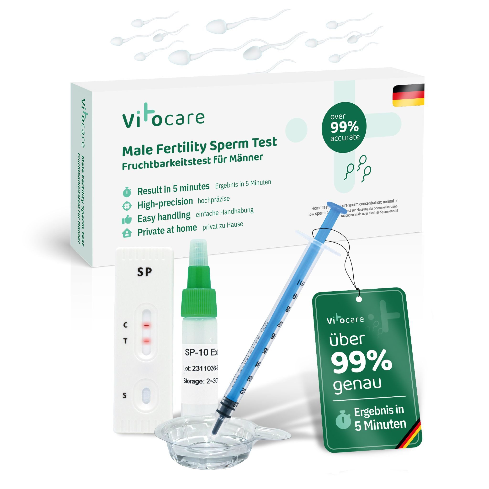 Vitocare Fruchtbarkeitstracker Spermatest für zuhause – Schneller Fruchtbarkeitstest für Männer